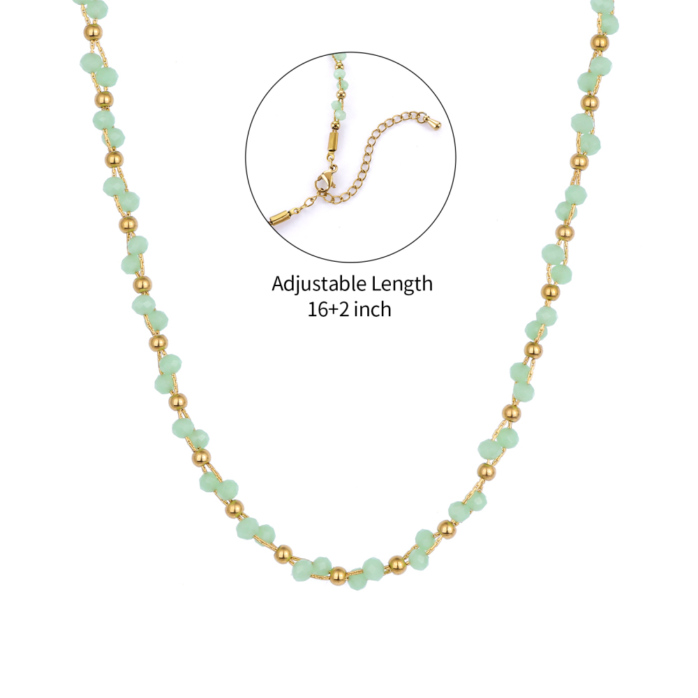 Vibrant Boho Beaded Choker Necklace with Crystal or Pearl