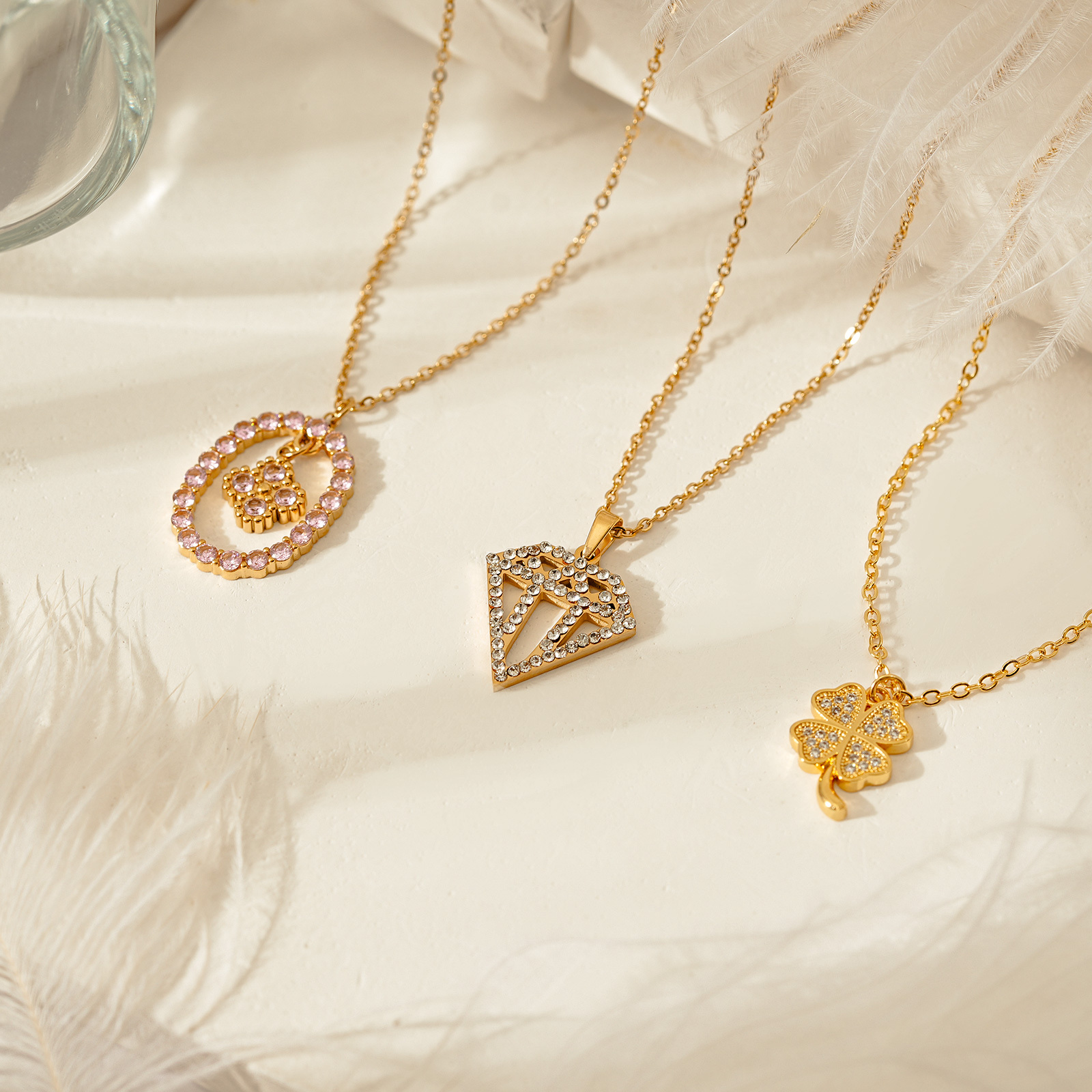 18K Gold Plated Sparkle Cubic Zirconia Pendant Necklace