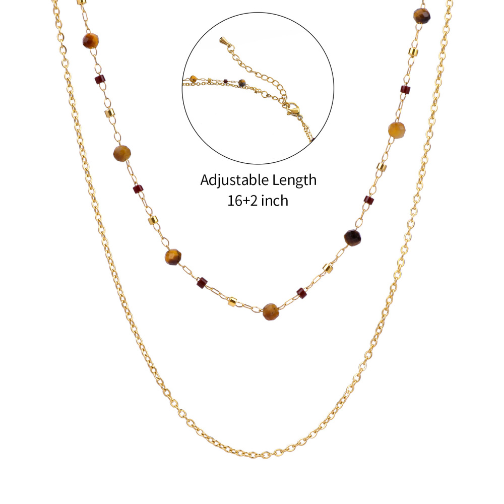 Vivid Boho Style Double Layer Stone Necklace with Miyuki Bead