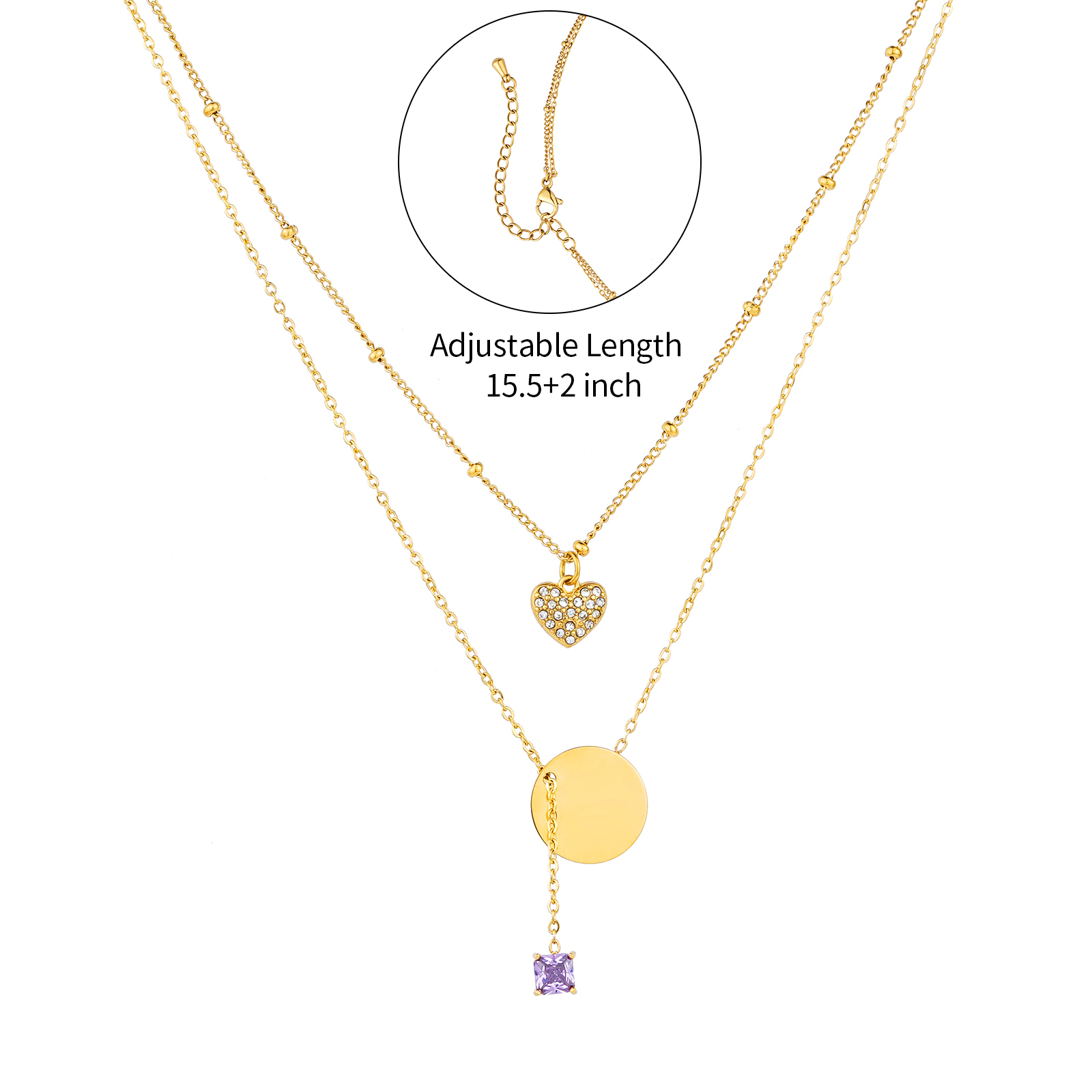 Modern Distinctive Double Layer Cubic Zirconia Asymmetric Necklace