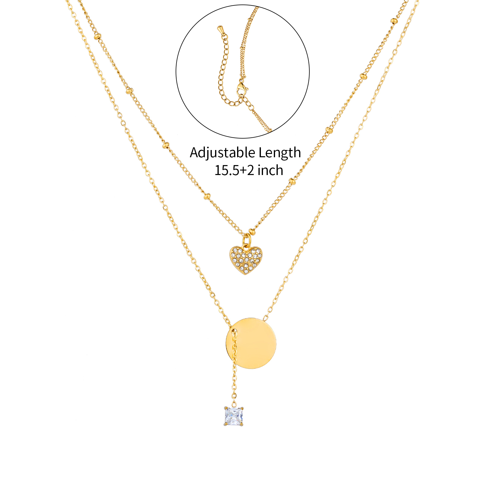 Modern Distinctive Double Layer Cubic Zirconia Asymmetric Necklace