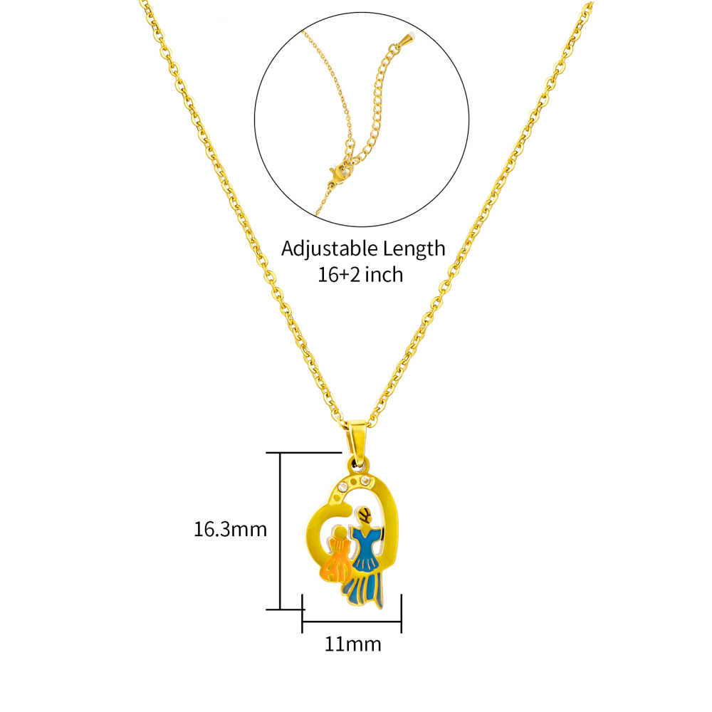 Gold Plated Stainless Steel Heart Shape Pendant Necklace for Mother's Gift