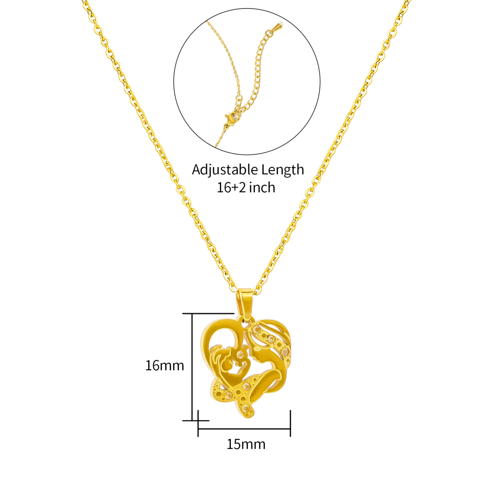 Gold Plated Stainless Steel Heart Shape Pendant Necklace for Mother's Gift
