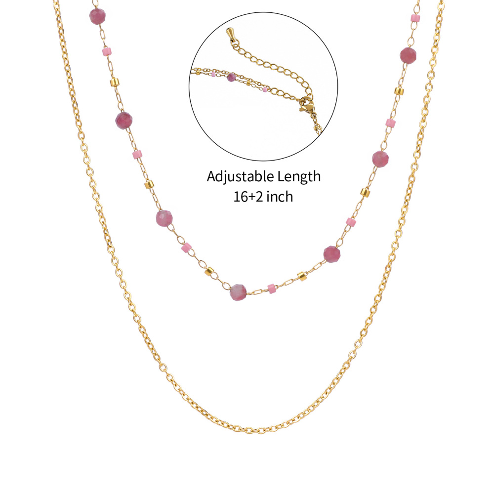 Vivid Boho Style Double Layer Stone Necklace with Miyuki Bead