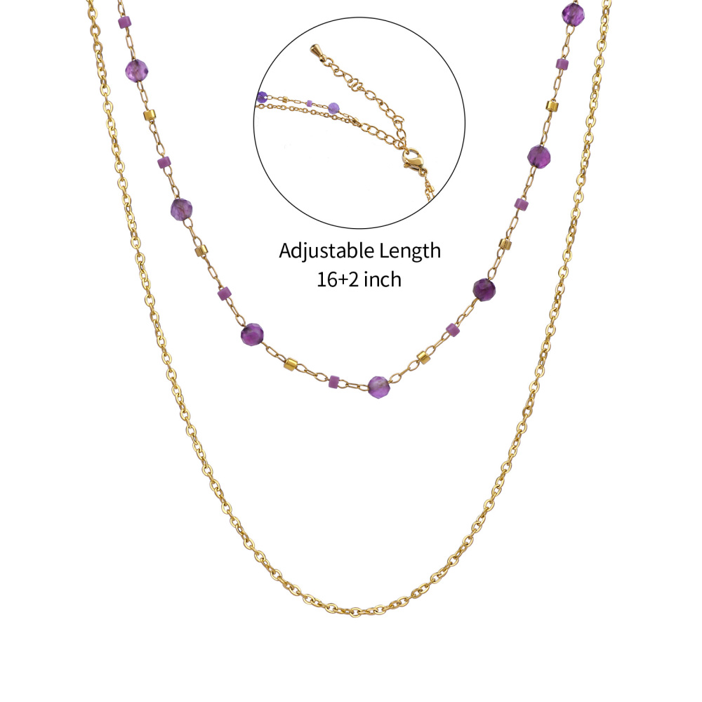 Vivid Boho Style Double Layer Stone Necklace with Miyuki Bead