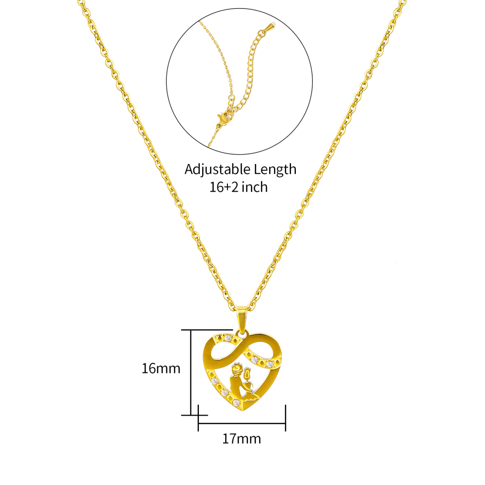 Gold Plated Stainless Steel Heart Shape Pendant Necklace for Mother's Gift