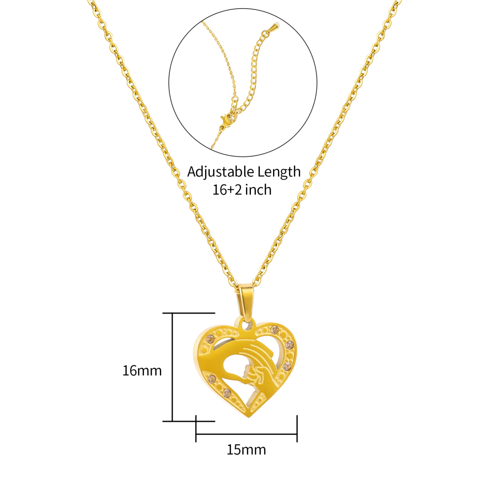 Gold Plated Stainless Steel Heart Shape Pendant Necklace for Mother's Gift