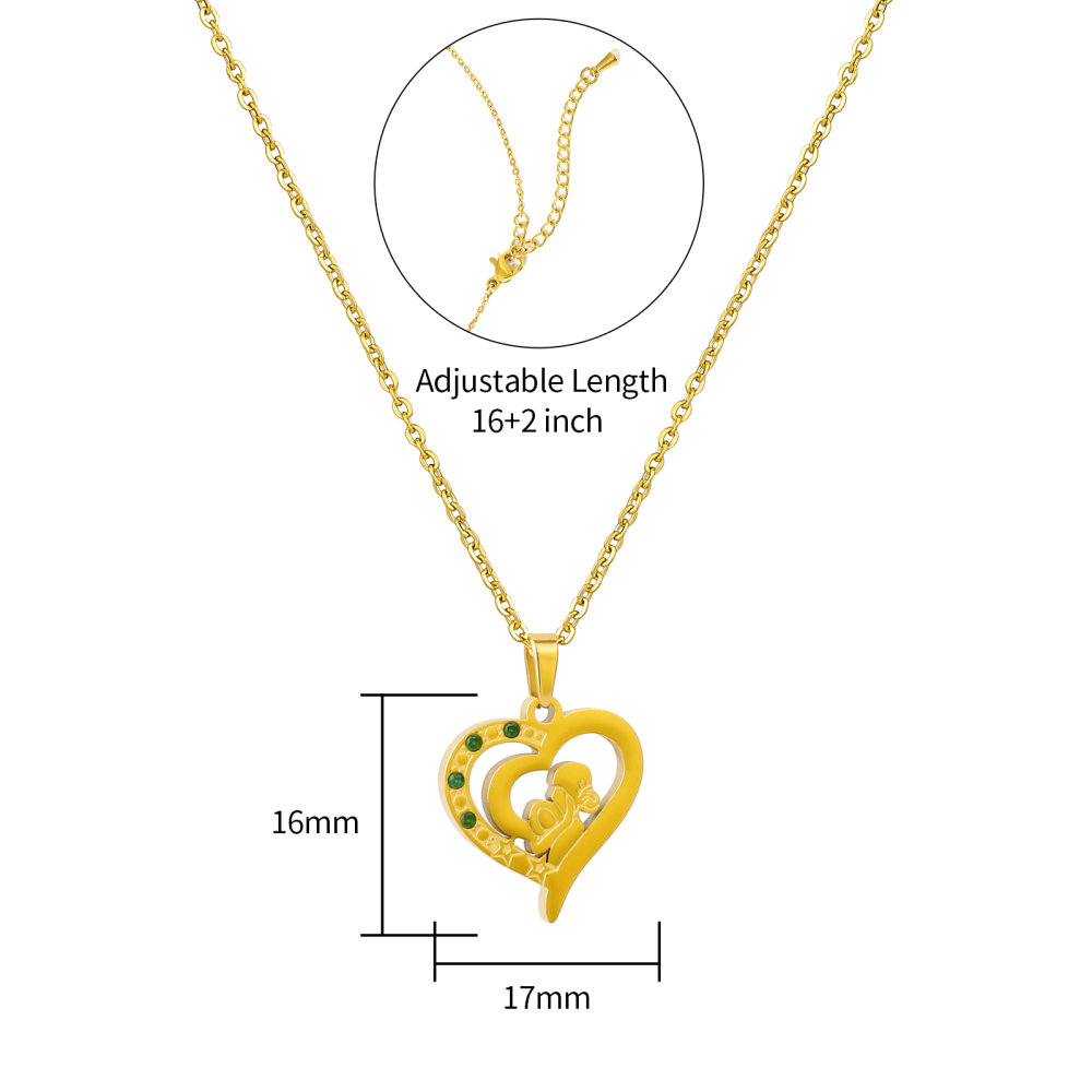 Gold Plated Stainless Steel Heart Shape Pendant Necklace for Mother's Gift