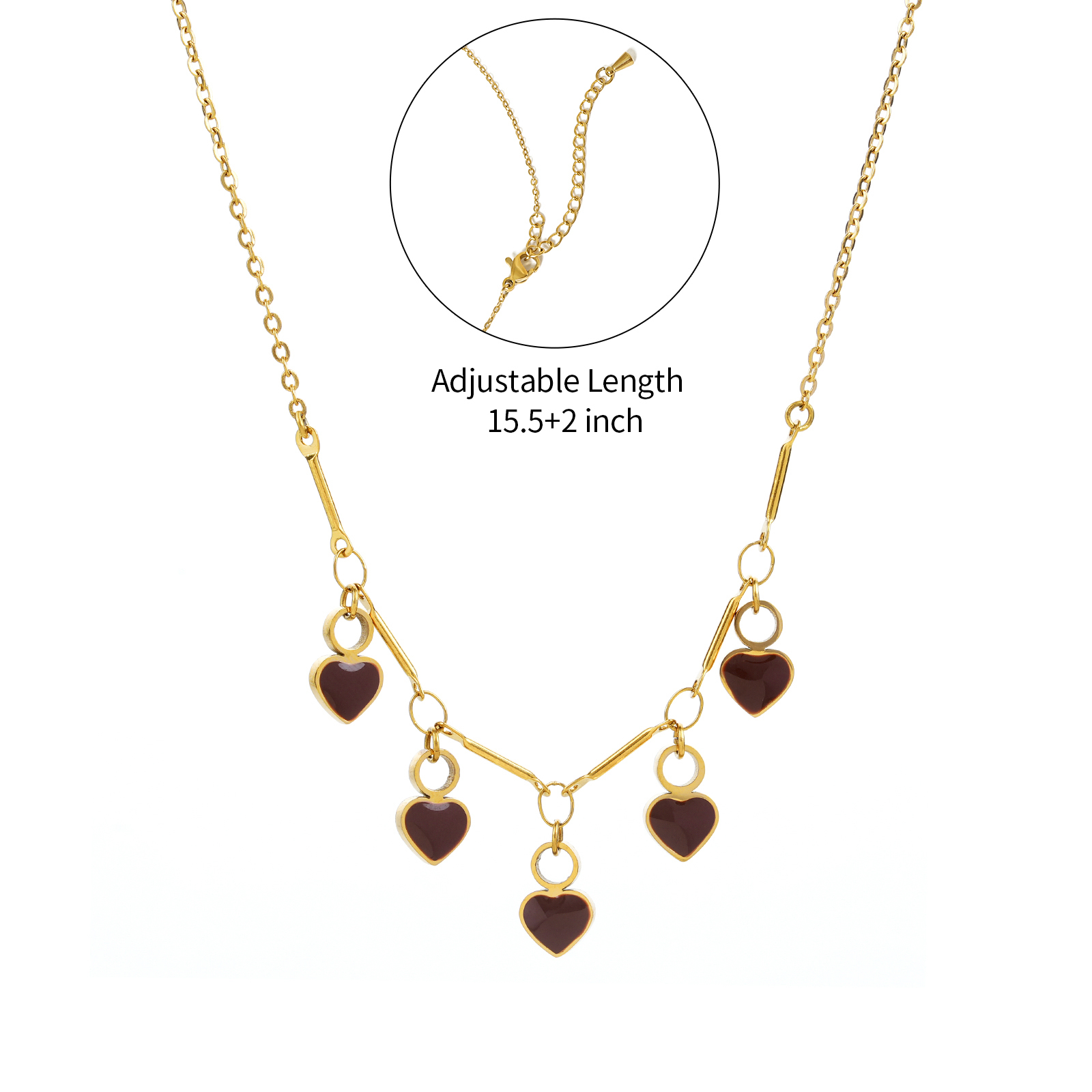 Multi Enamel Heart Pendant Necklace in 18K Gold Plated