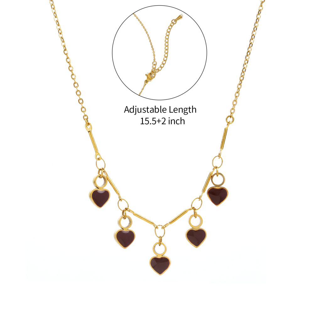 Multi Enamel Heart Pendant Necklace in 18K Gold Plated
