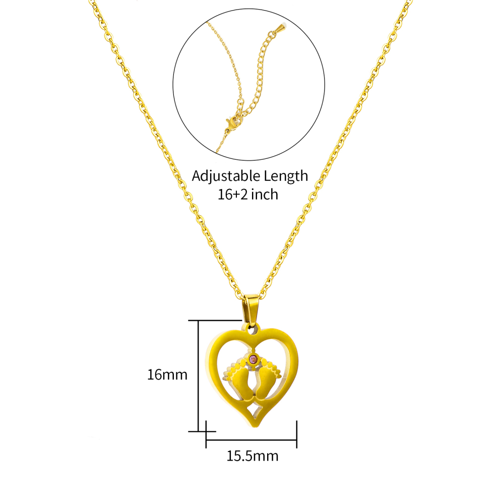 Gold Plated Stainless Steel Heart Shape Pendant Necklace for Mother's Gift