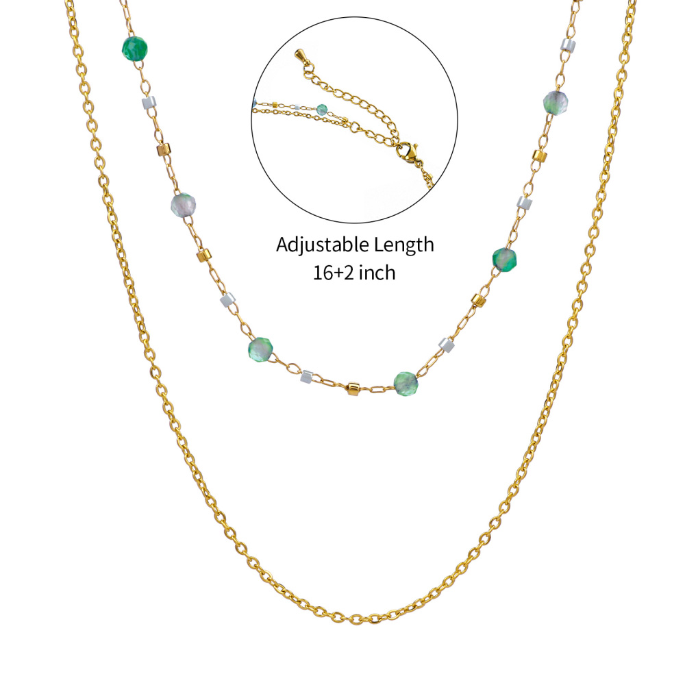 Vivid Boho Style Double Layer Stone Necklace with Miyuki Bead