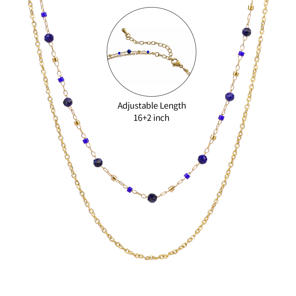 Vivid Boho Style Double Layer Stone Necklace with Miyuki Bead