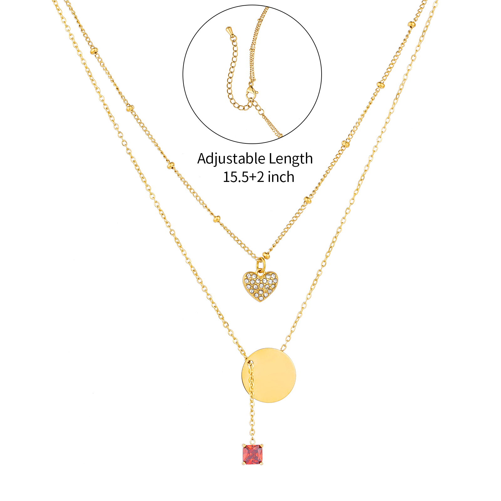 Modern Distinctive Double Layer Cubic Zirconia Asymmetric Necklace