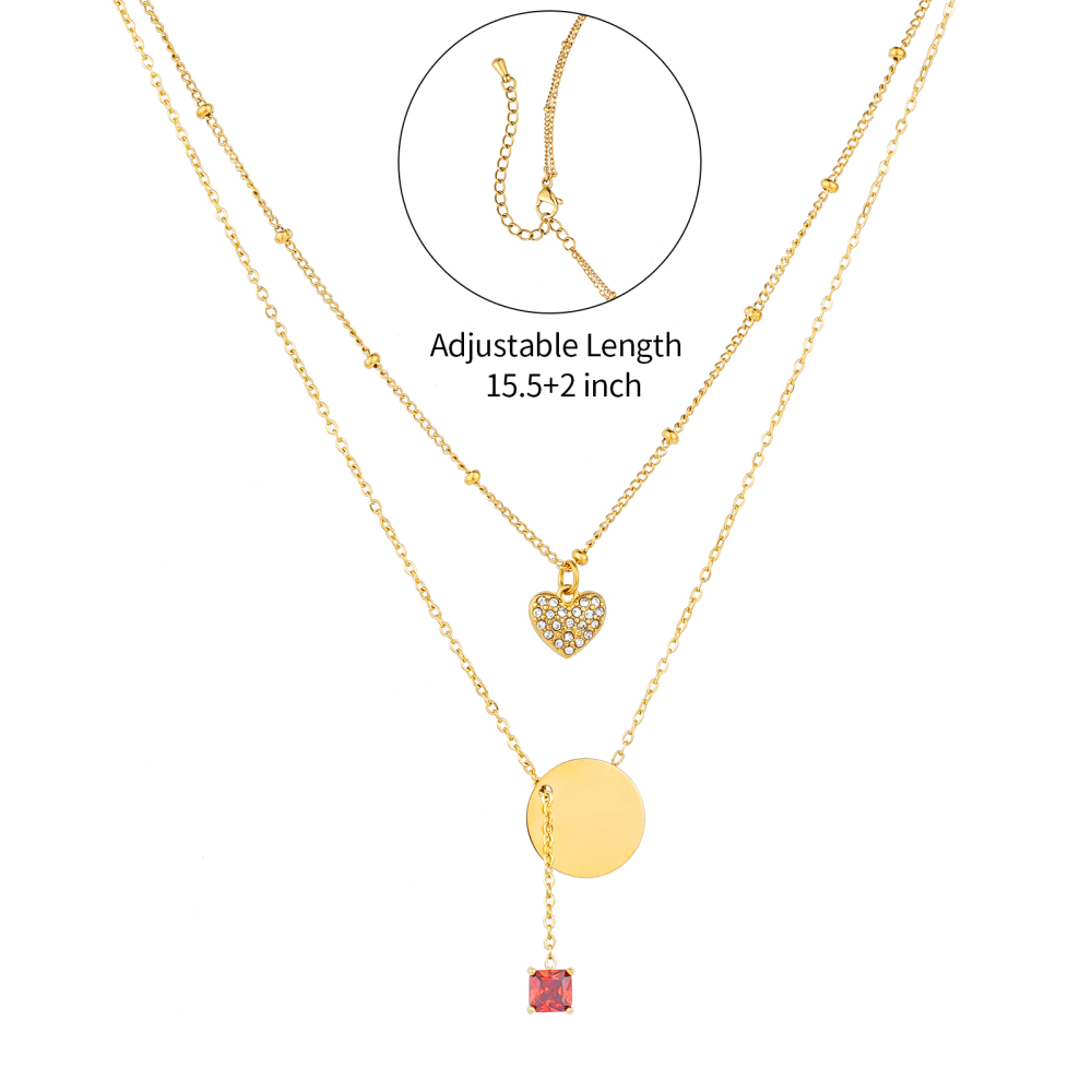 Modern Distinctive Double Layer Cubic Zirconia Asymmetric Necklace