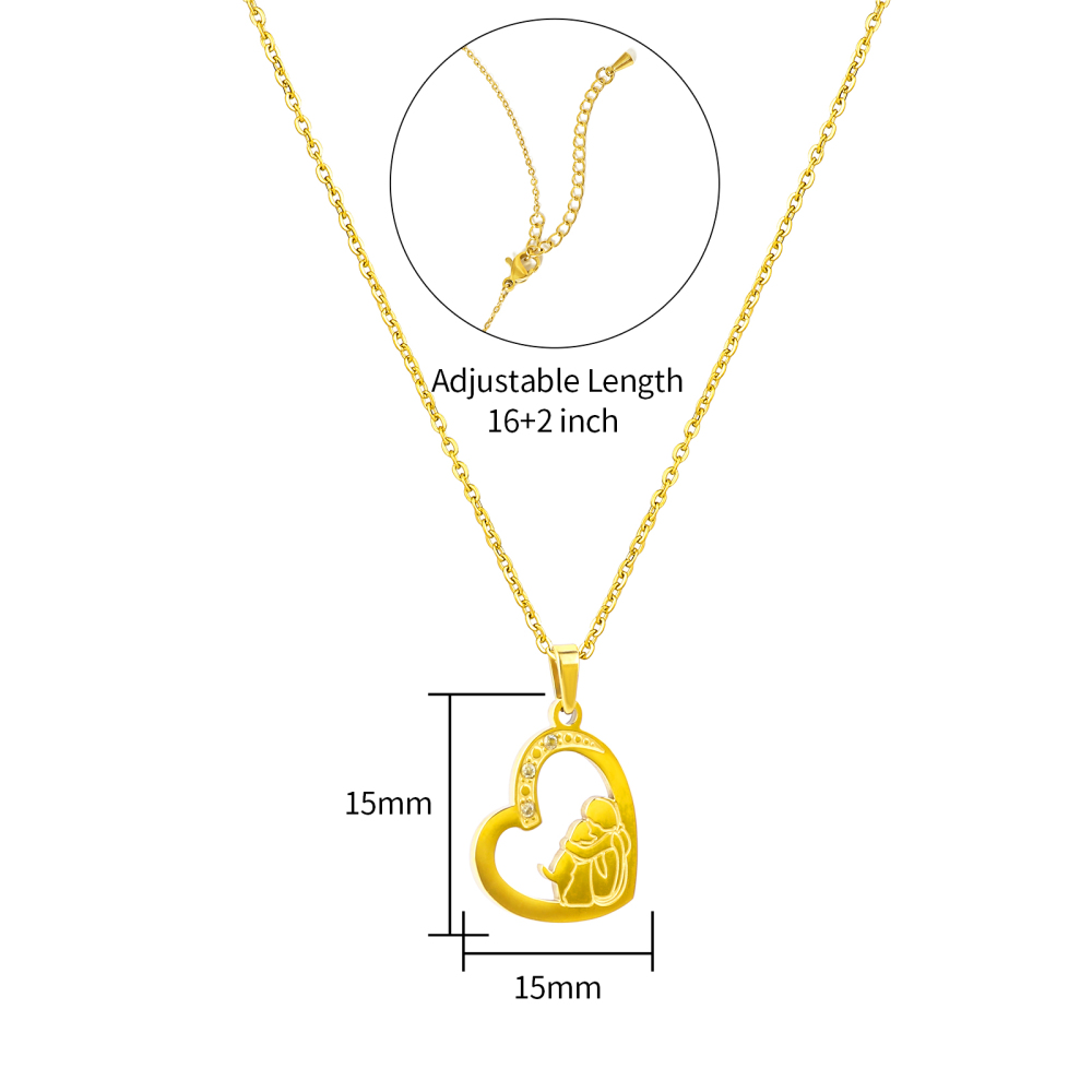 Gold Plated Stainless Steel Heart Shape Pendant Necklace for Mother's Gift