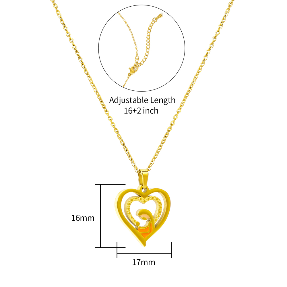 Gold Plated Stainless Steel Heart Shape Pendant Necklace for Mother's Gift
