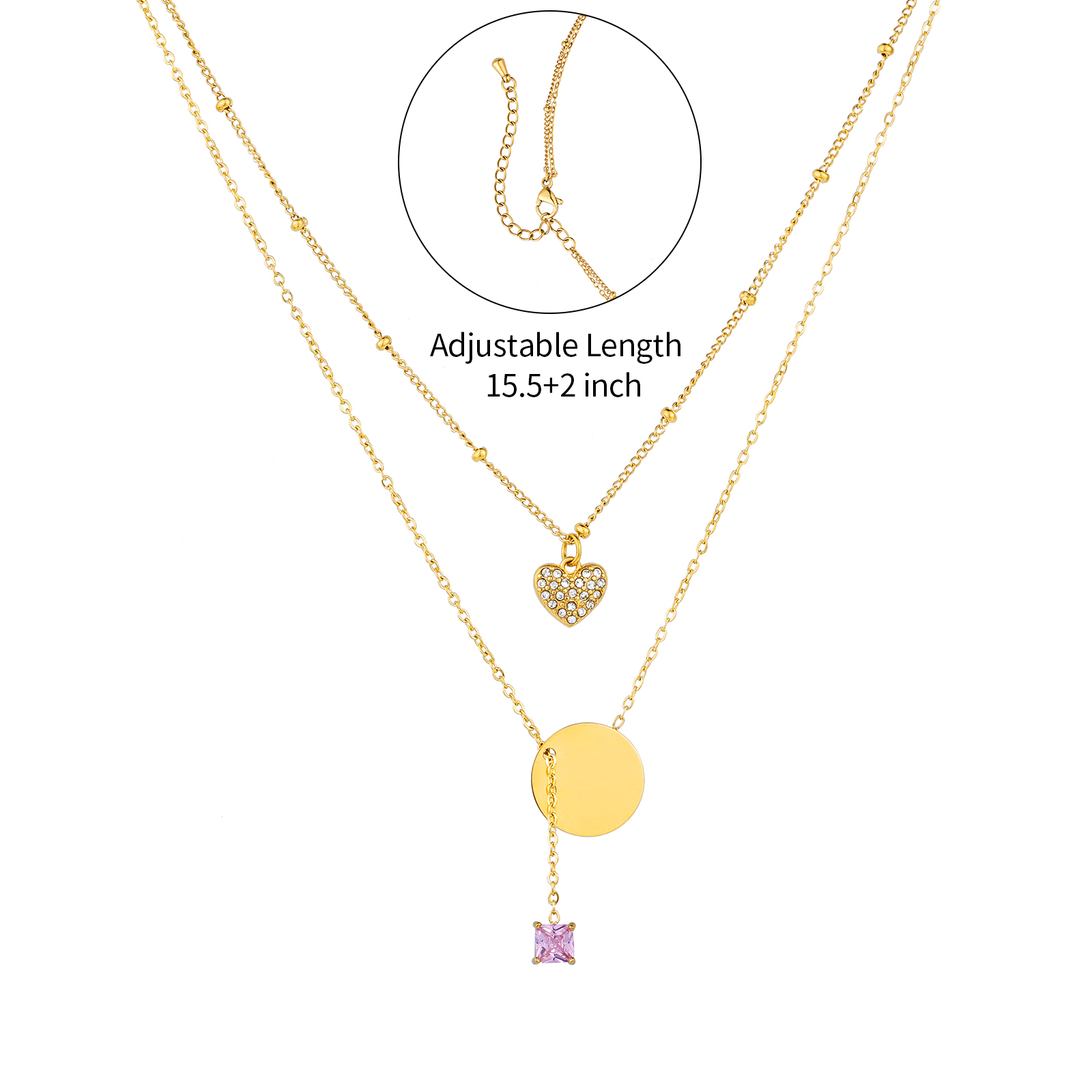 Modern Distinctive Double Layer Cubic Zirconia Asymmetric Necklace