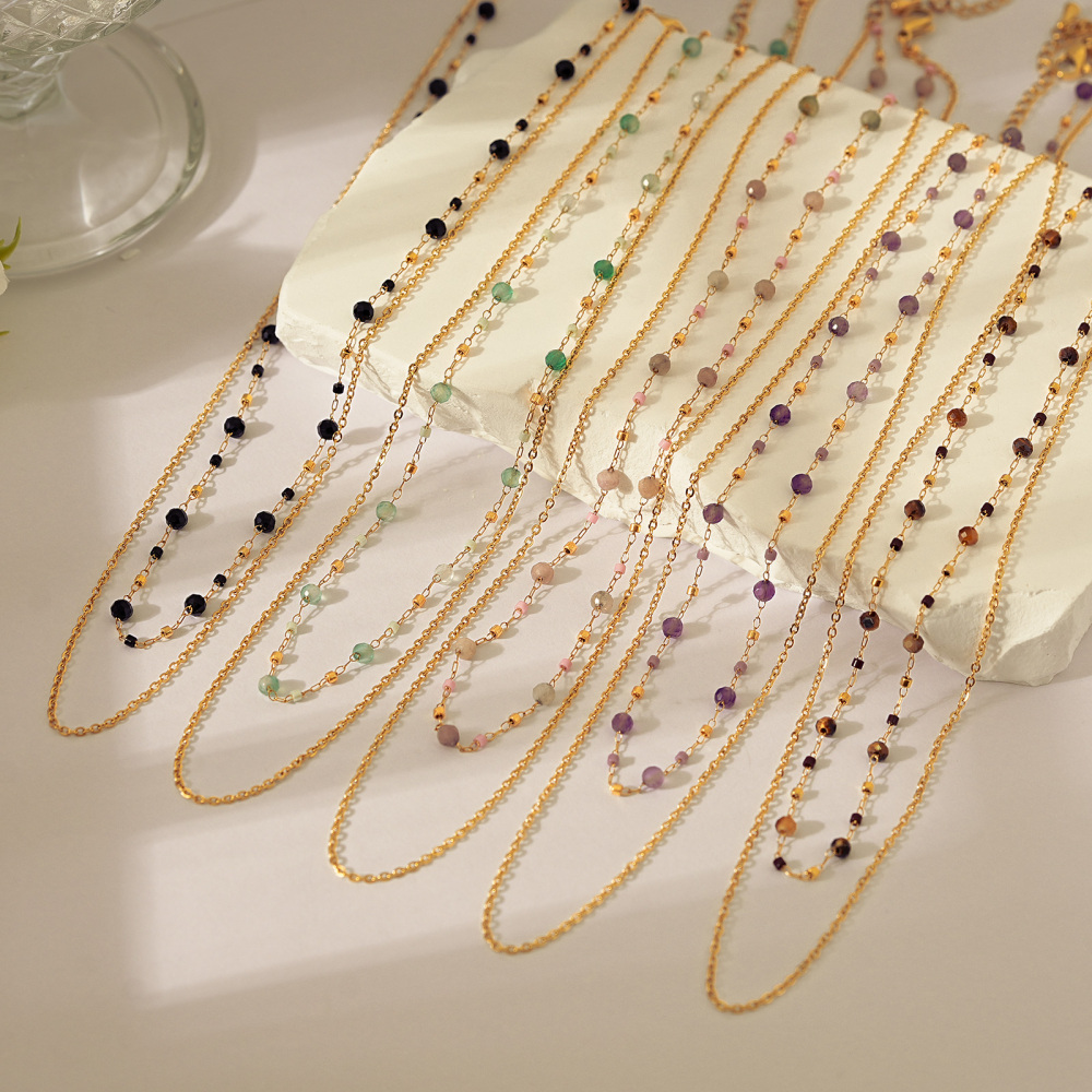 Vivid Boho Style Double Layer Stone Necklace with Miyuki Bead