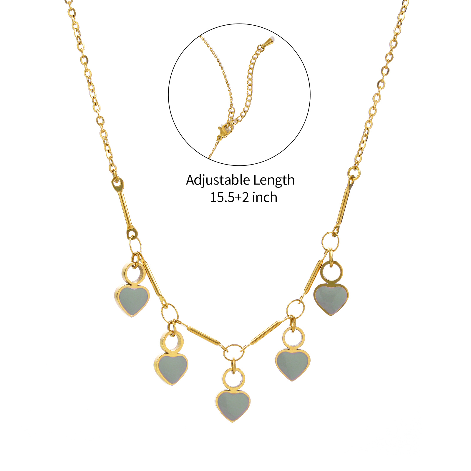Multi Enamel Heart Pendant Necklace in 18K Gold Plated