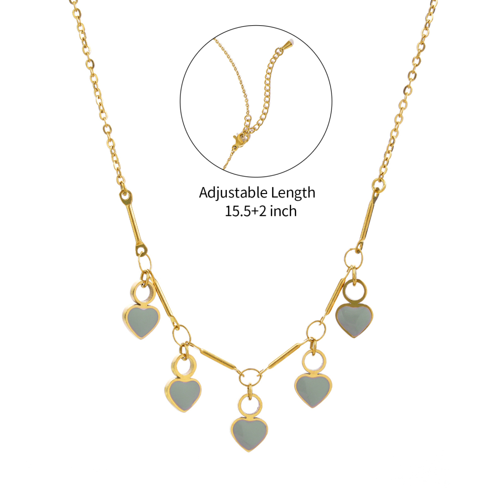 Multi Enamel Heart Pendant Necklace in 18K Gold Plated
