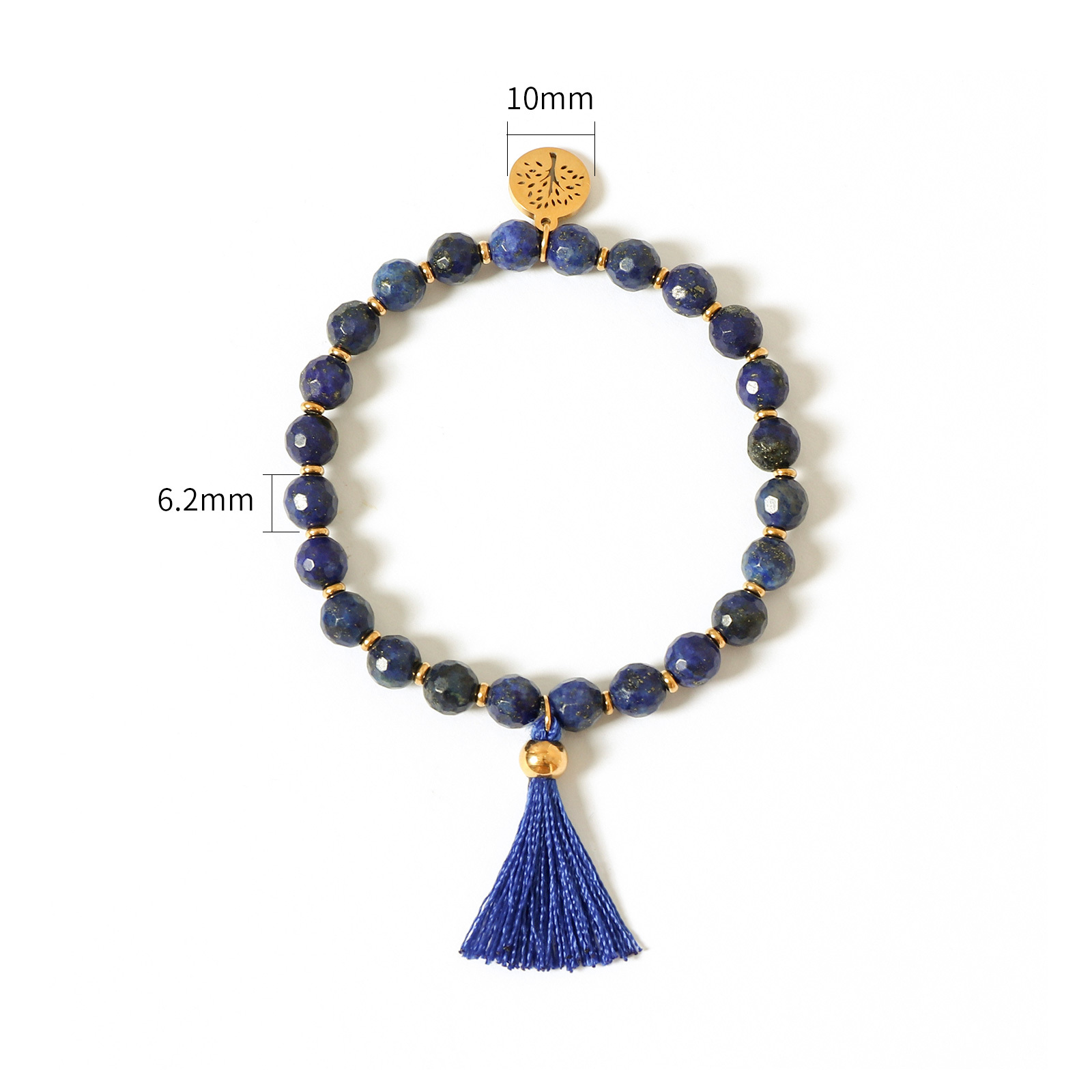 Natural Stone Bead Bracelet with Stainless Steel Pendant