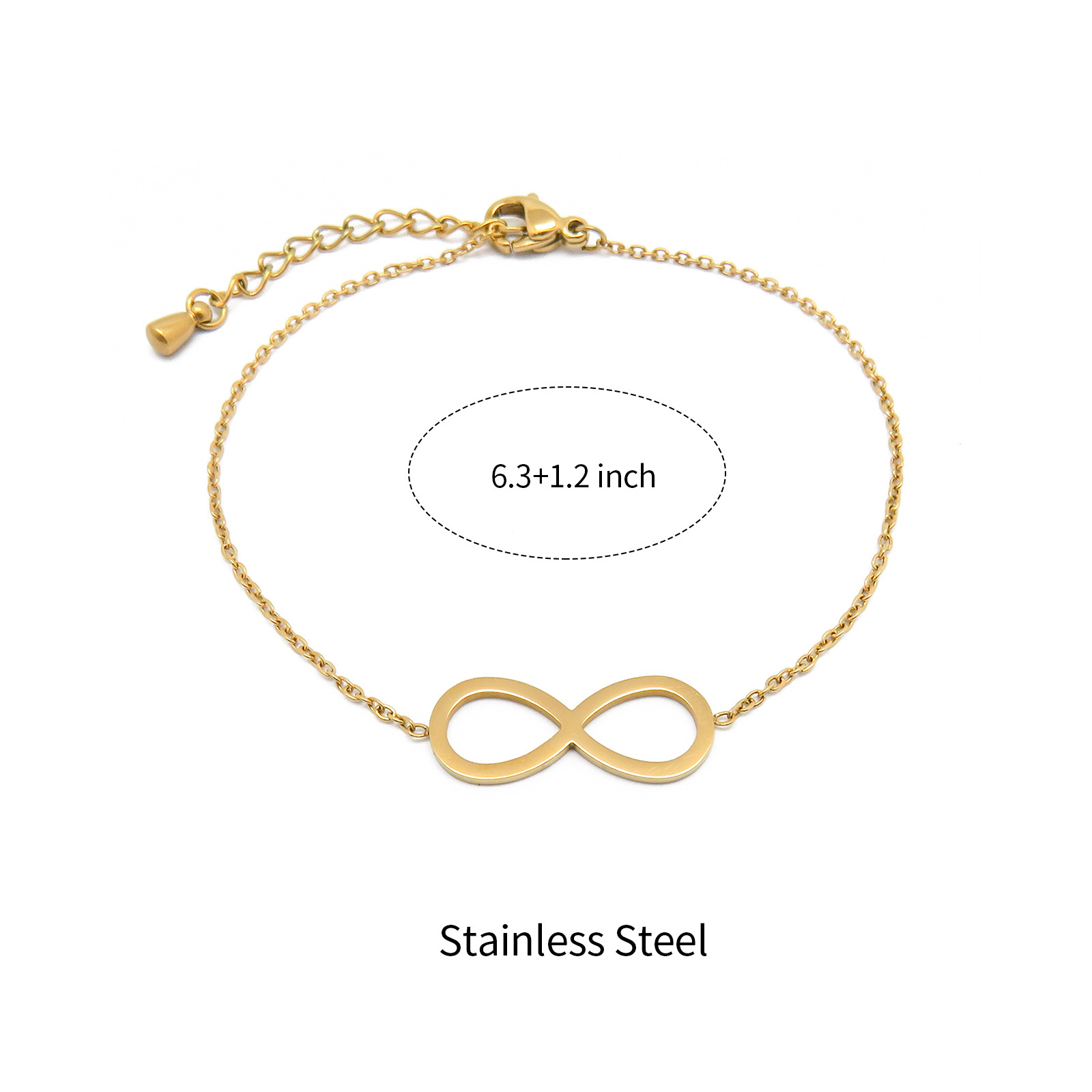 Delicate Gold Plated Infinity Symbol Bracelet in Stainless Steel
