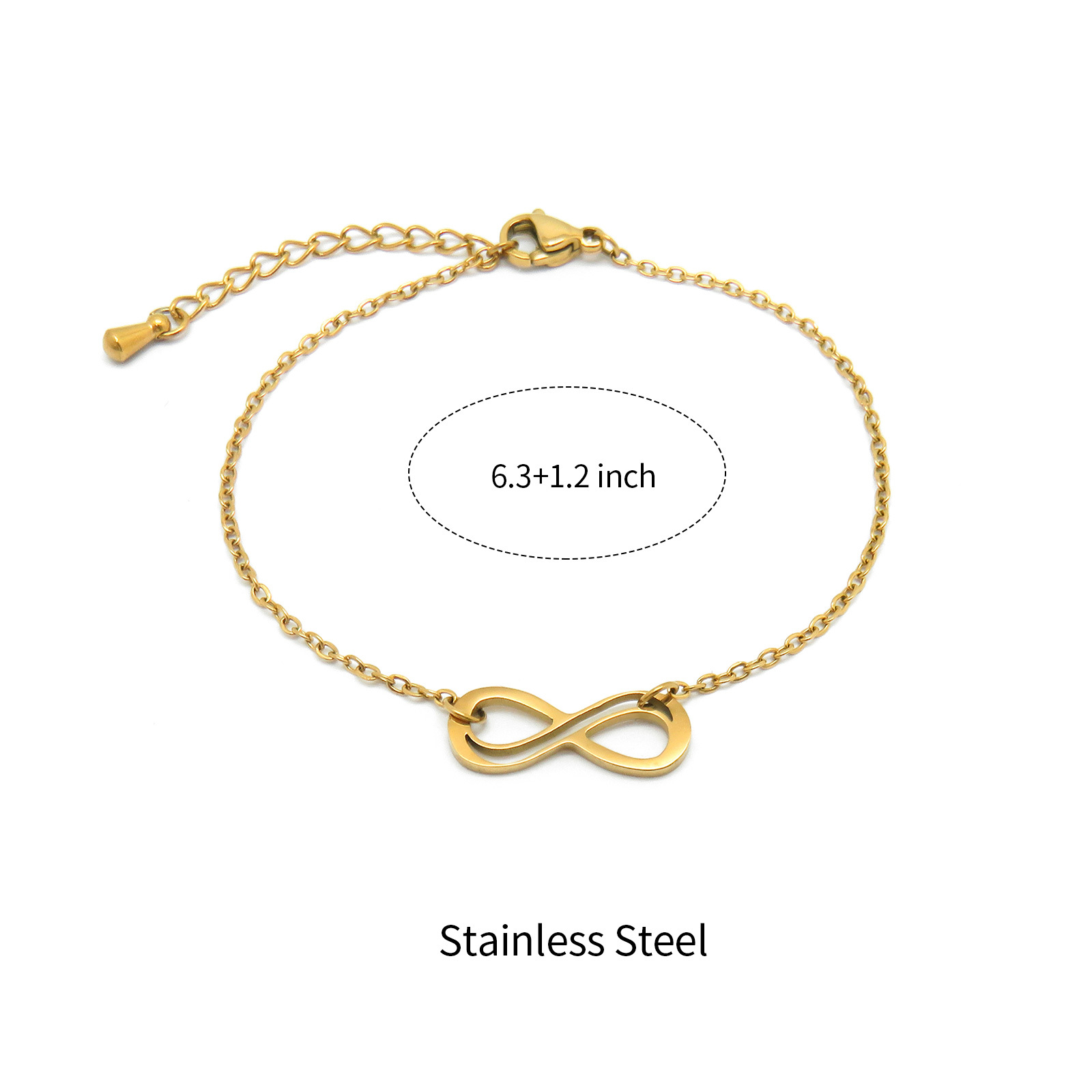 Delicate Gold Plated Infinity Symbol Bracelet in Stainless Steel