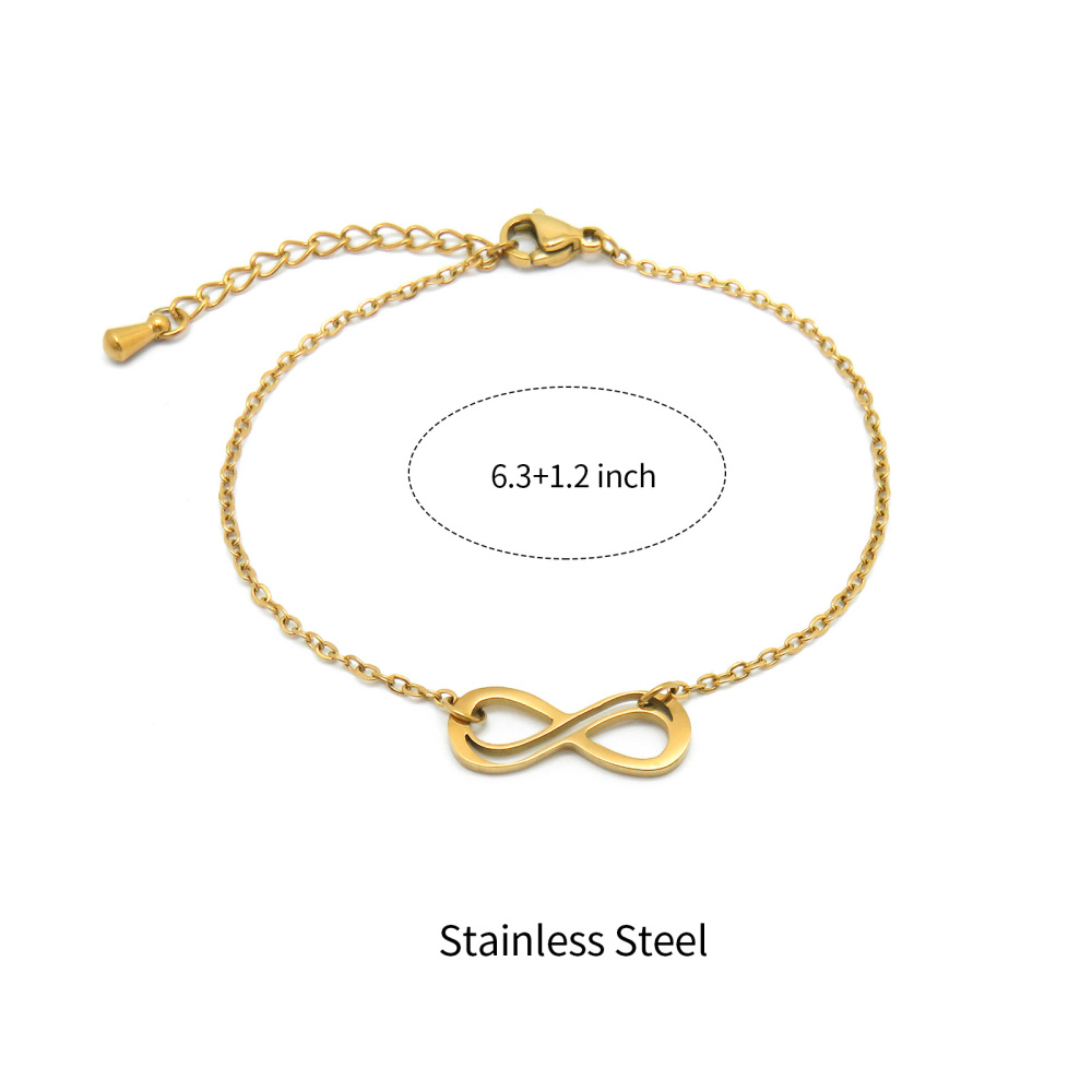 Delicate Gold Plated Infinity Symbol Bracelet in Stainless Steel