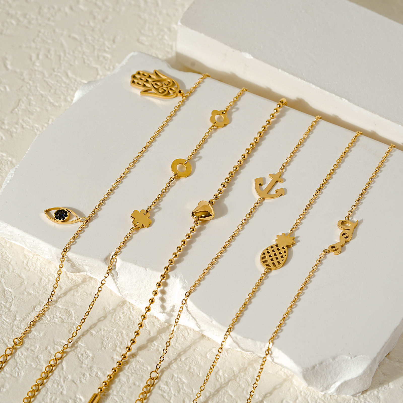 Minimalist Gold Plated Bracelets with Various Design Charm