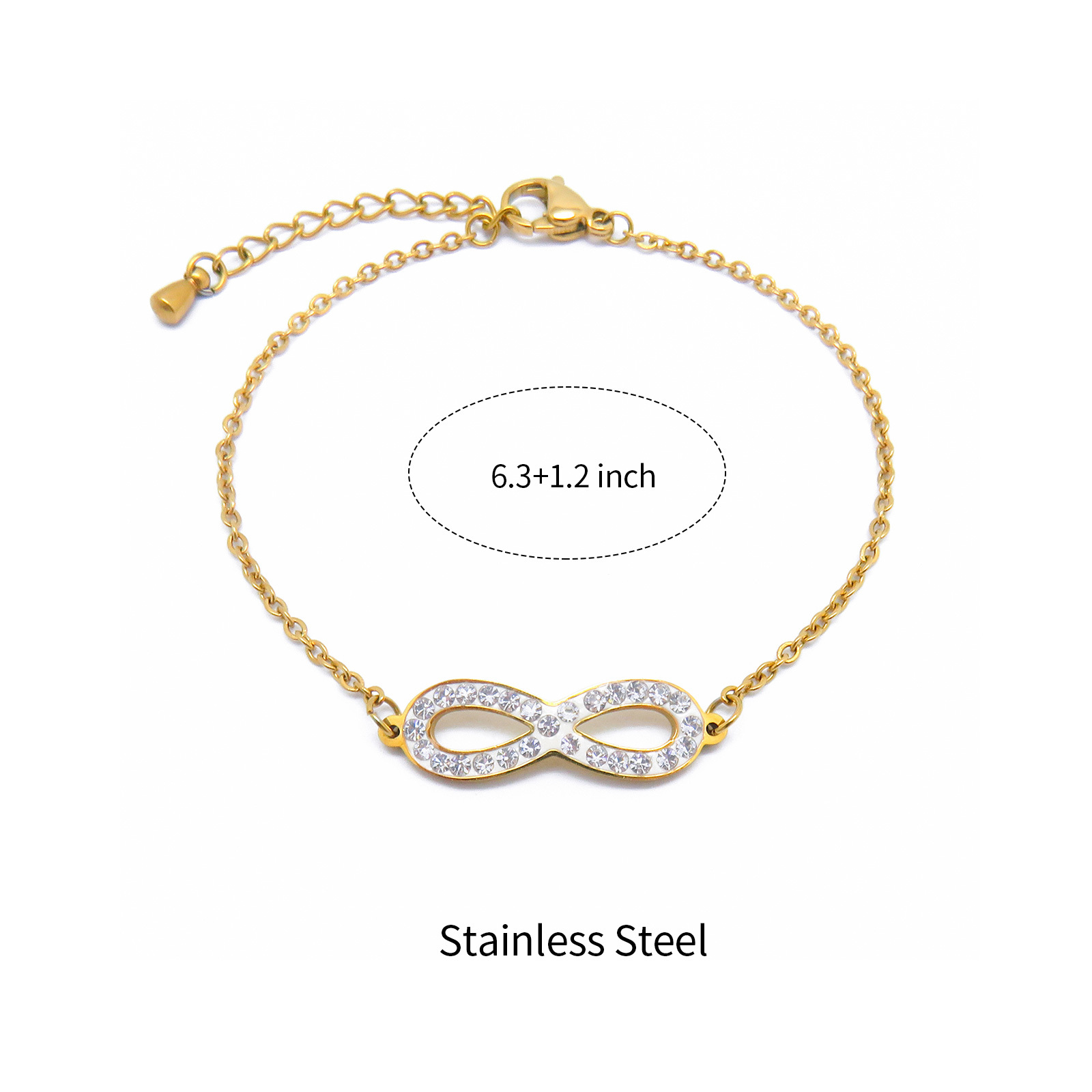 Delicate Gold Plated Infinity Symbol Bracelet in Stainless Steel