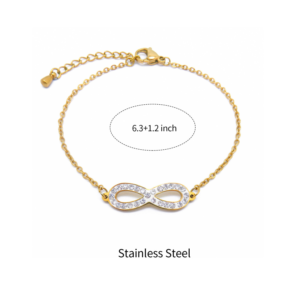 Delicate Gold Plated Infinity Symbol Bracelet in Stainless Steel
