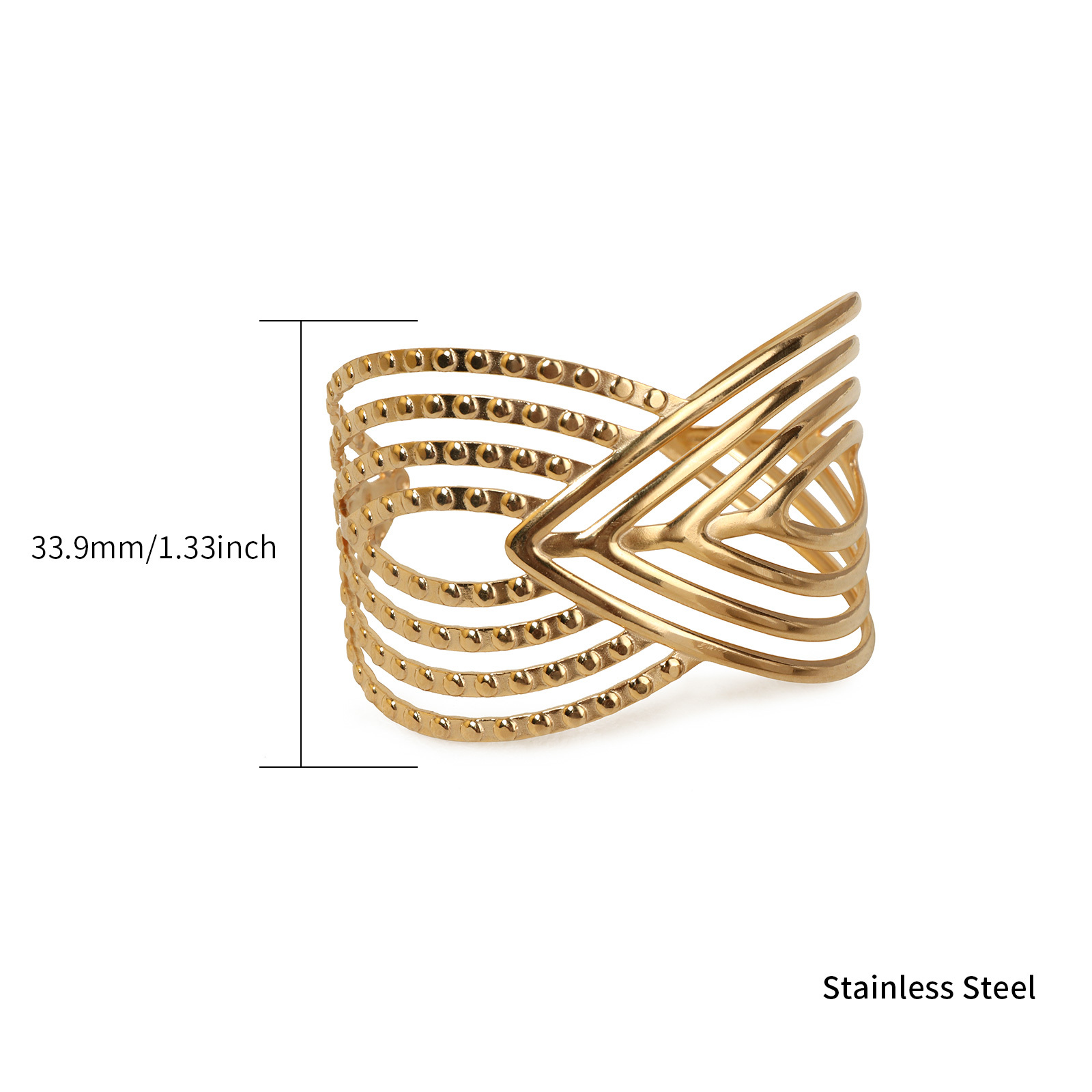 Bold Stainless Steel Geometric Open Bangle Bracelets