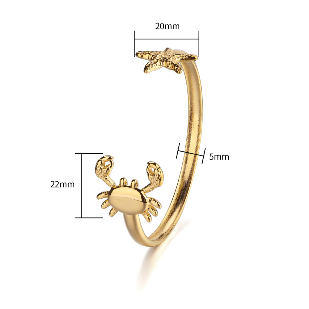 Ocean Breeze 18K Gold Plated Marine Life Open Cuff Bracelets Adjustable