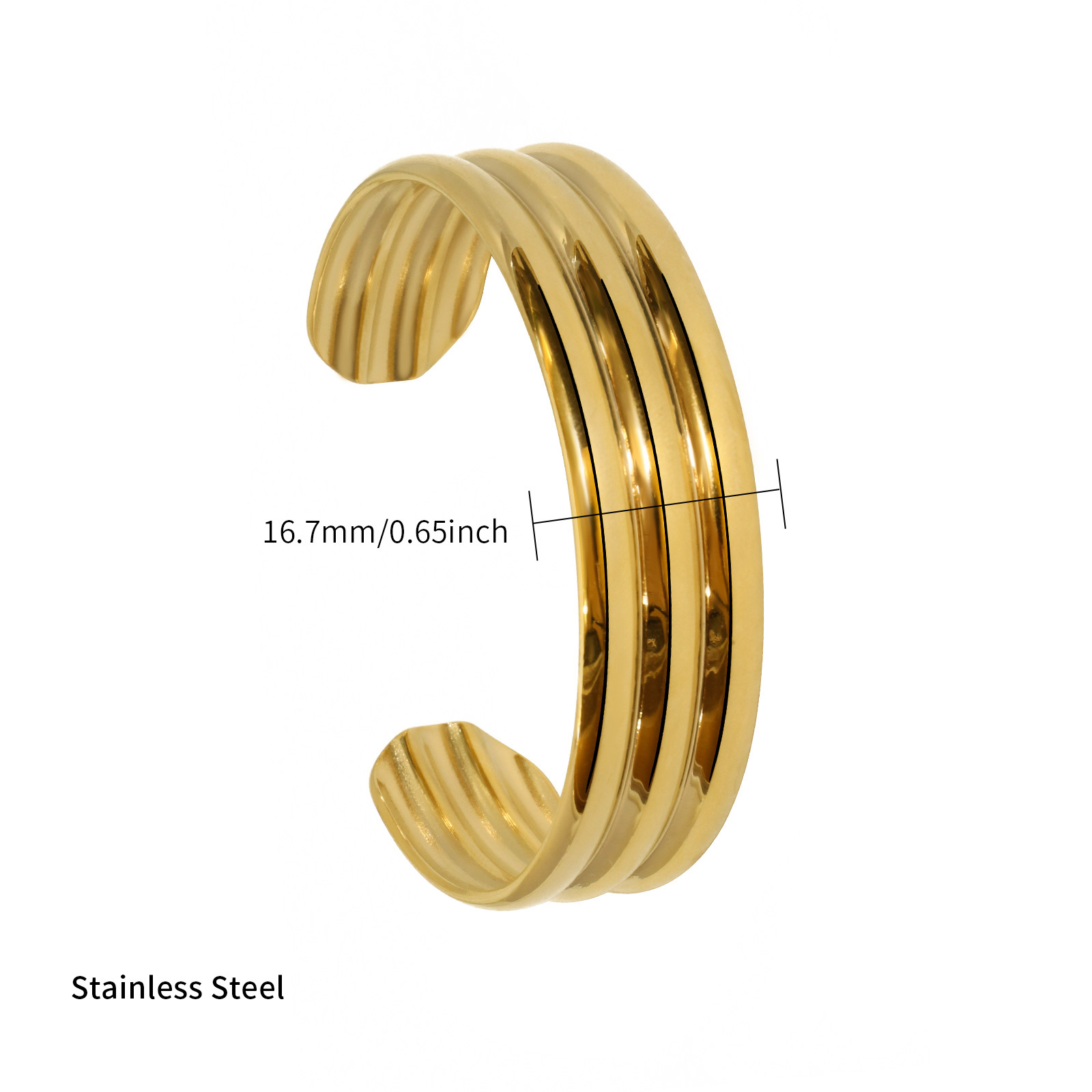 Bold Stainless Steel Geometric Open Bangle Bracelets