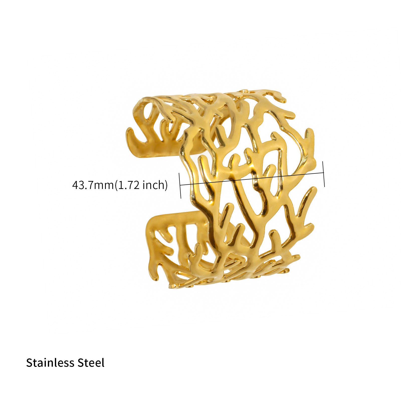 Gold Plated Coral Seashell & Fish Cuff Bracelets Inspired by Marine Life