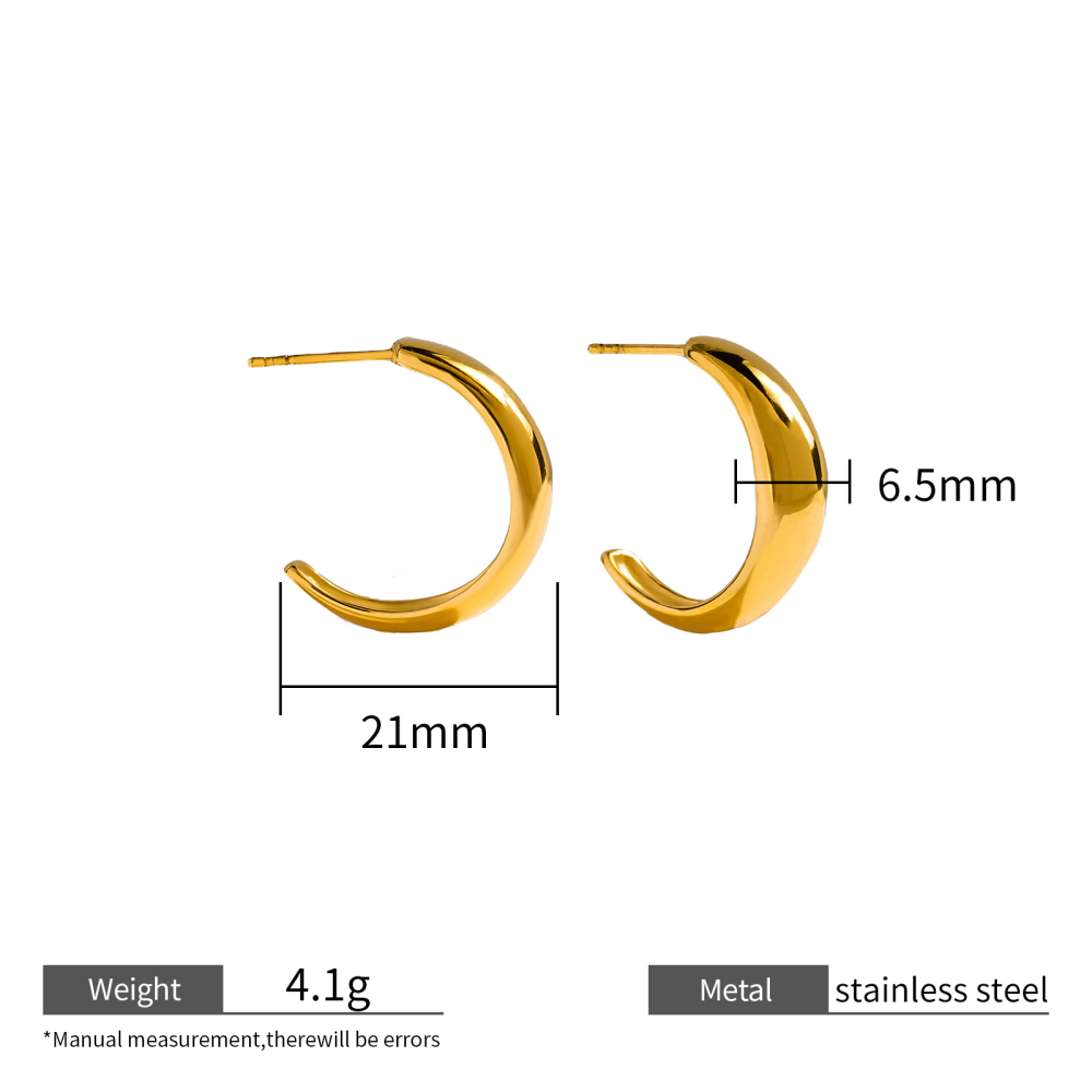 18K Gold Plated Stainless Steel Teardrop Earrings Chic Water Drop Shape
