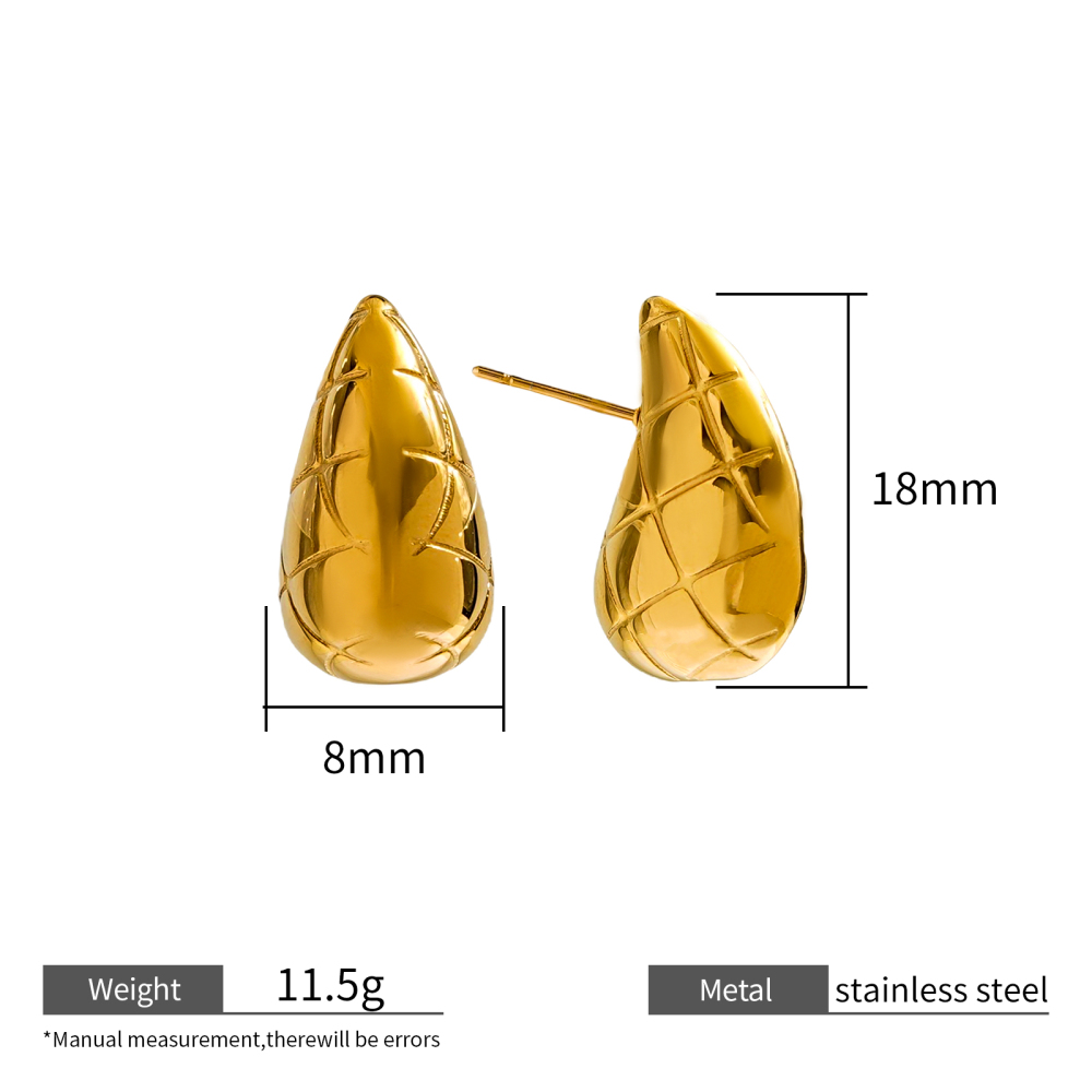 18K Gold Plated Stainless Steel Teardrop Earrings Chic Water Drop Shape