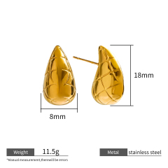 18K GOLD GRID TEARDROP