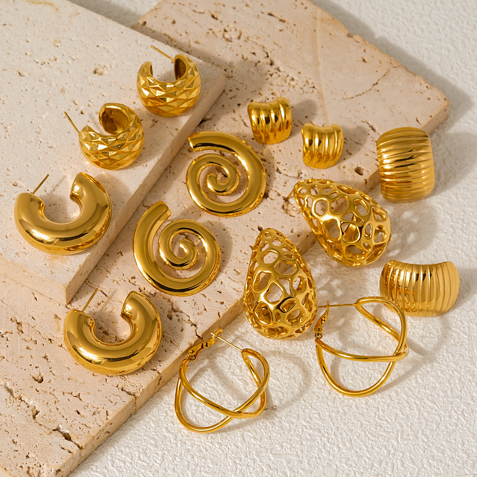 Gold Plated Life Inspired Earth and Feast Earring Collection