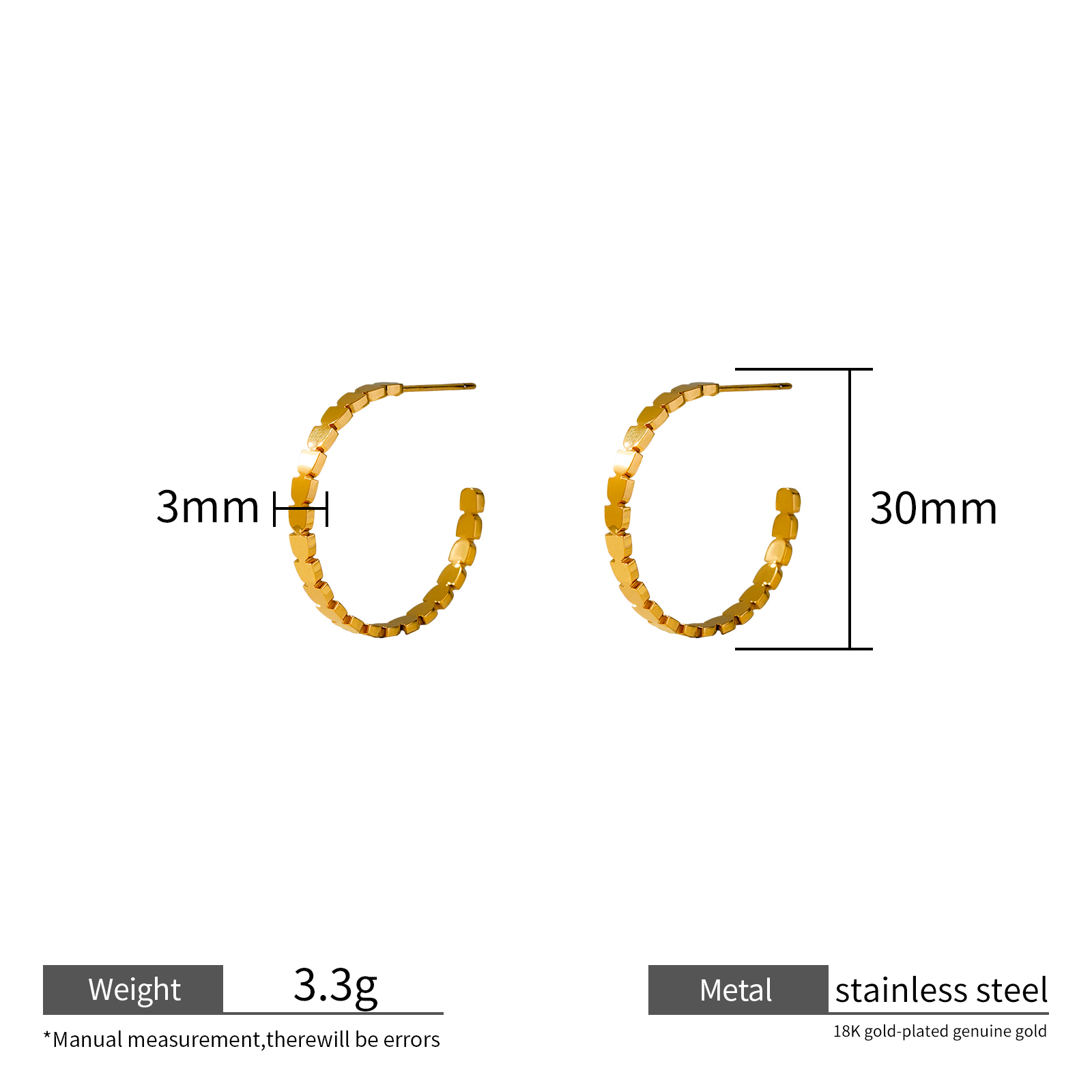 Statement Half Hoop Designs 18K Gold Plated Stainless Steel