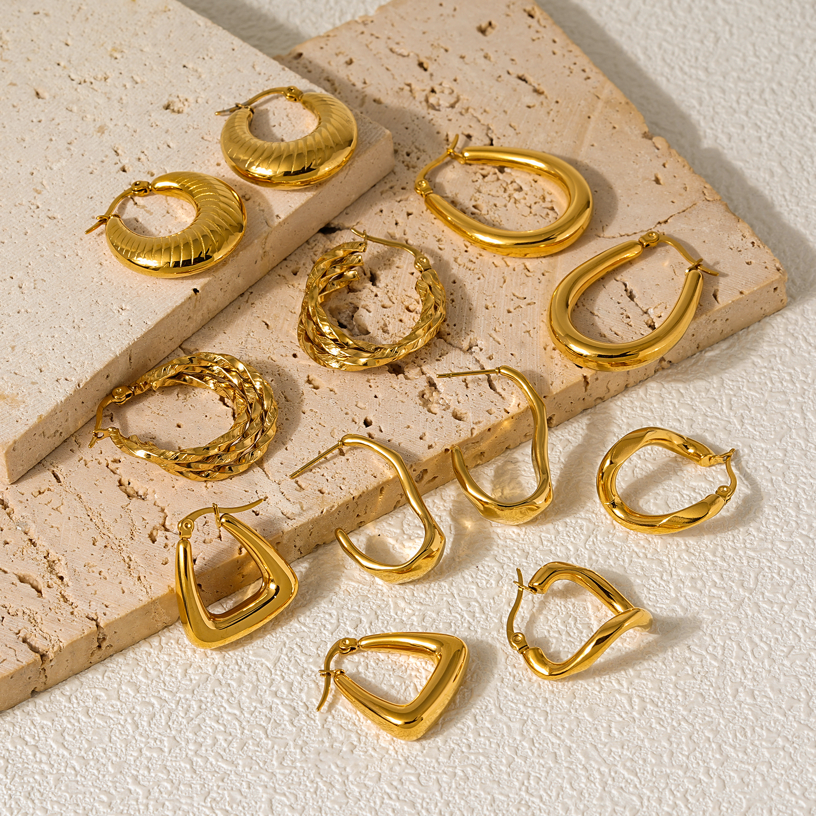Irregular Hoop Earrings in 18K Gold Plated Stainless Steel