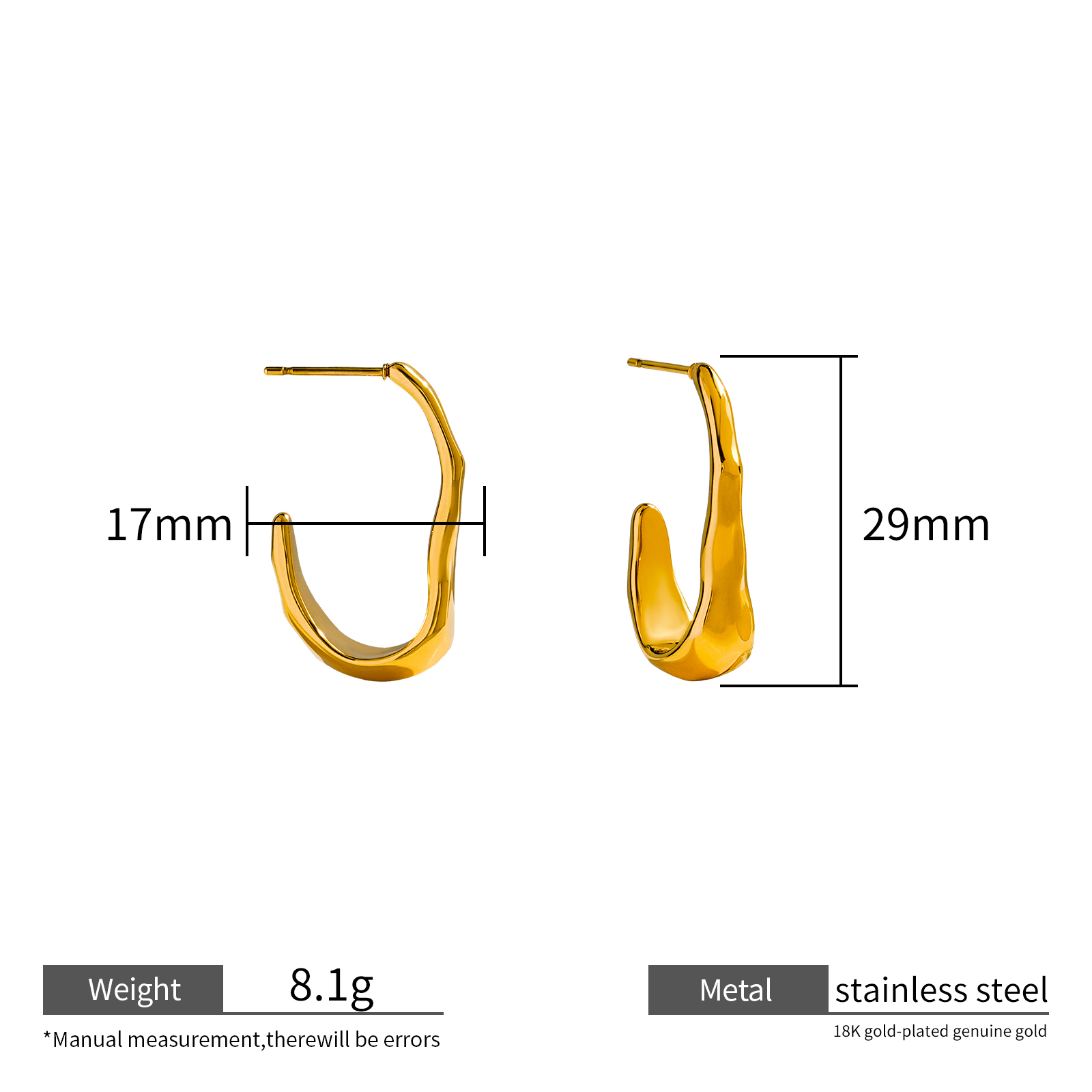 Irregular Hoop Earrings in 18K Gold Plated Stainless Steel