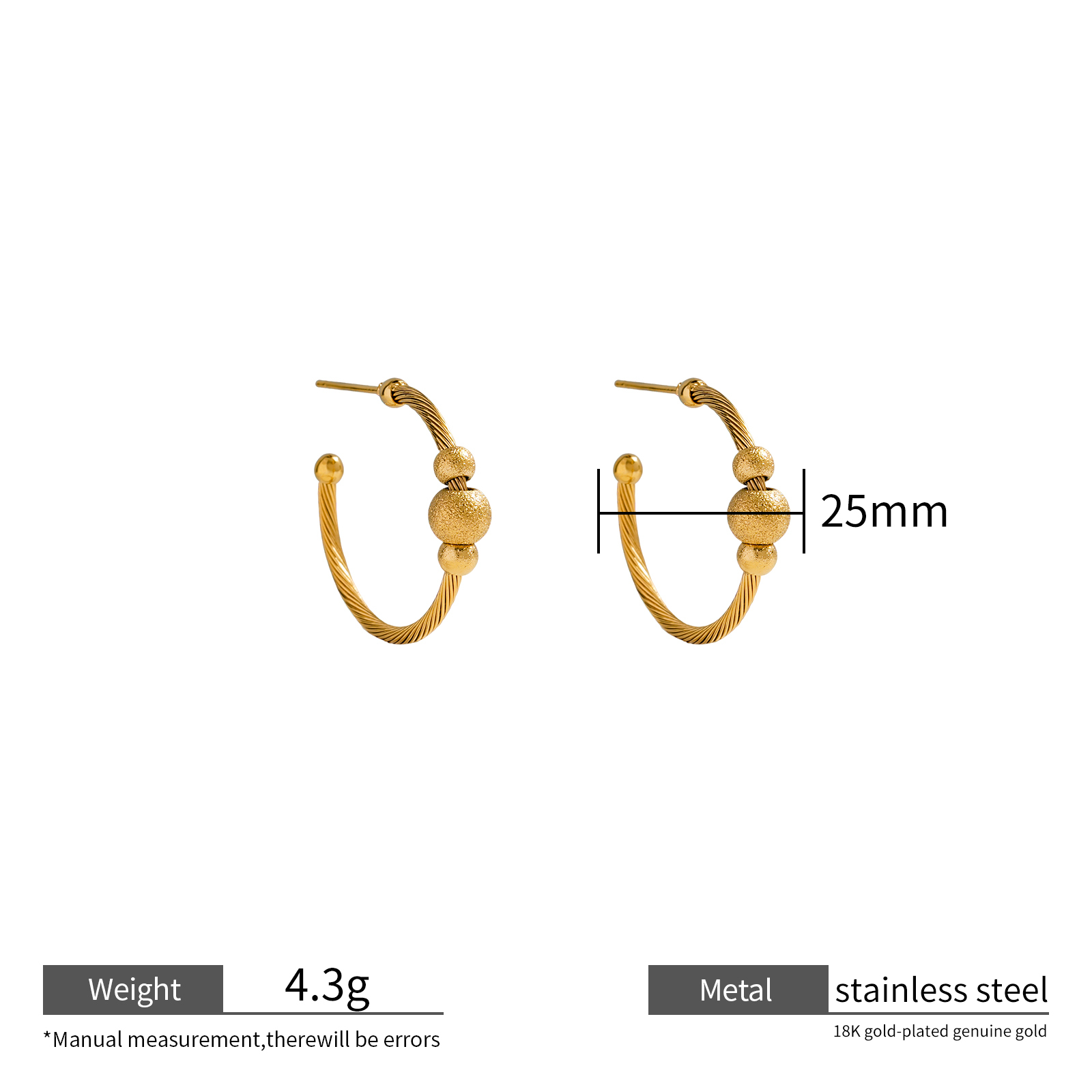 Statement Half Hoop Designs 18K Gold Plated Stainless Steel