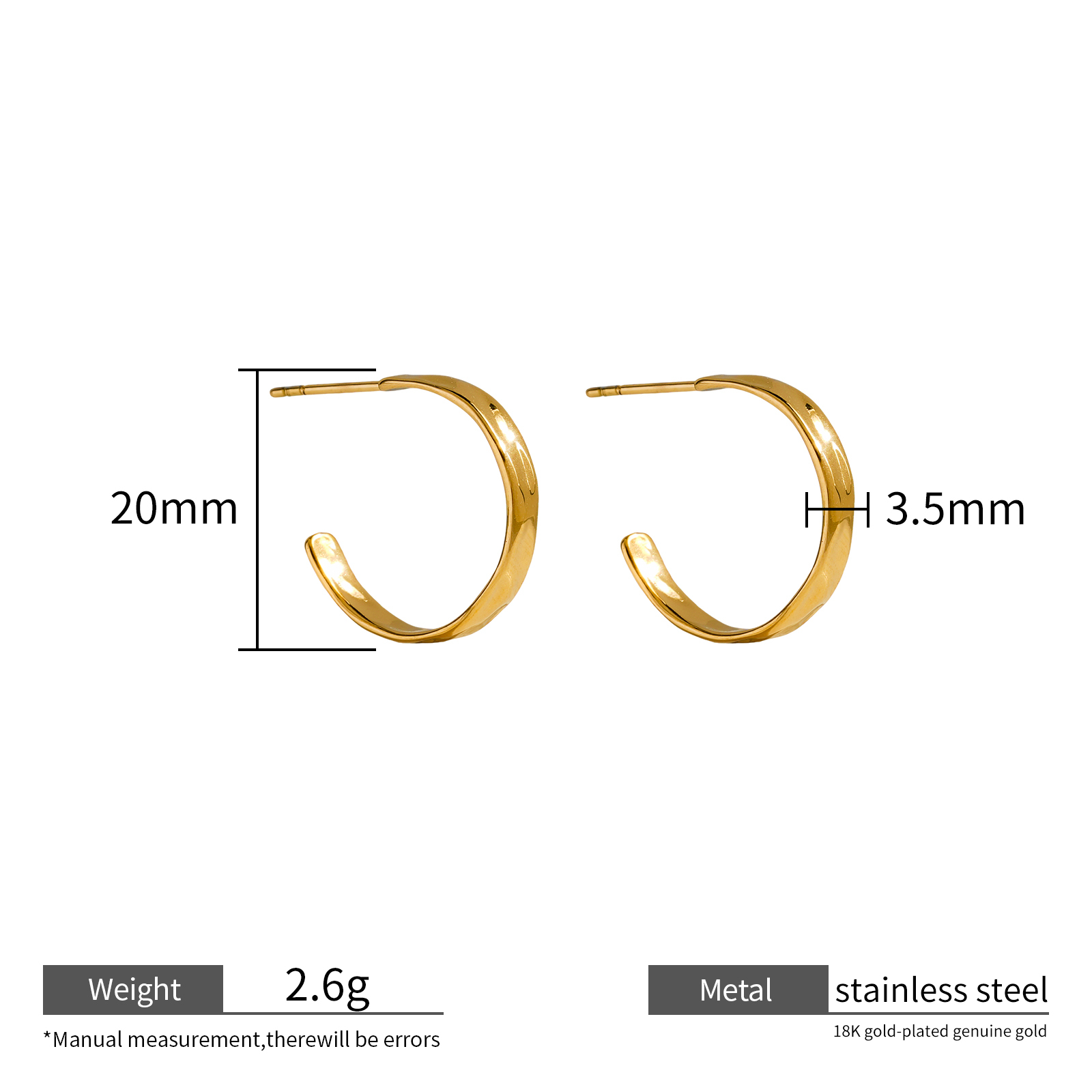 Statement Half Hoop Designs 18K Gold Plated Stainless Steel