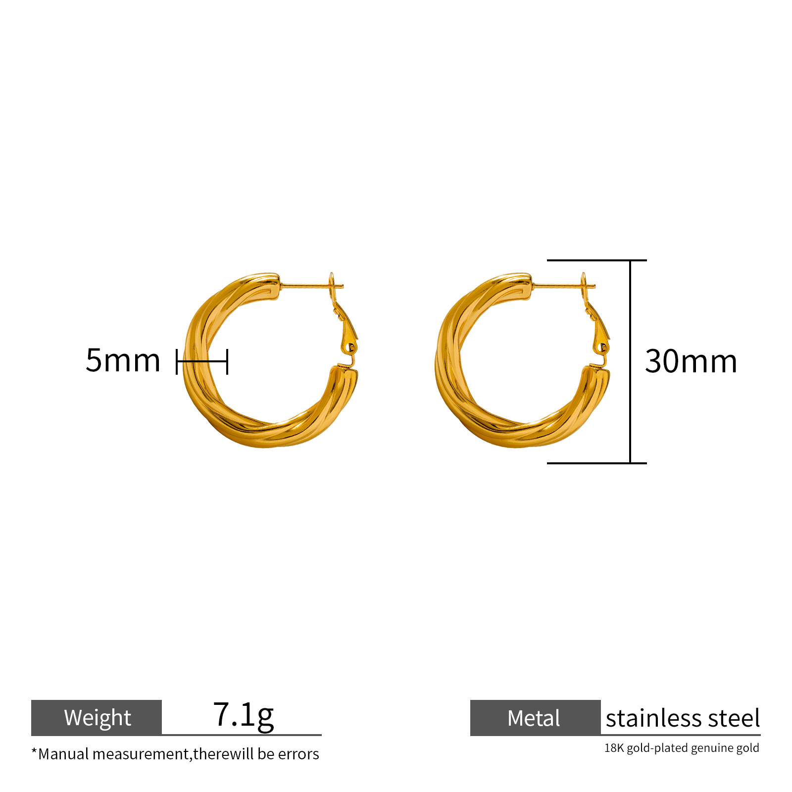 Statement Half Hoop Designs 18K Gold Plated Stainless Steel