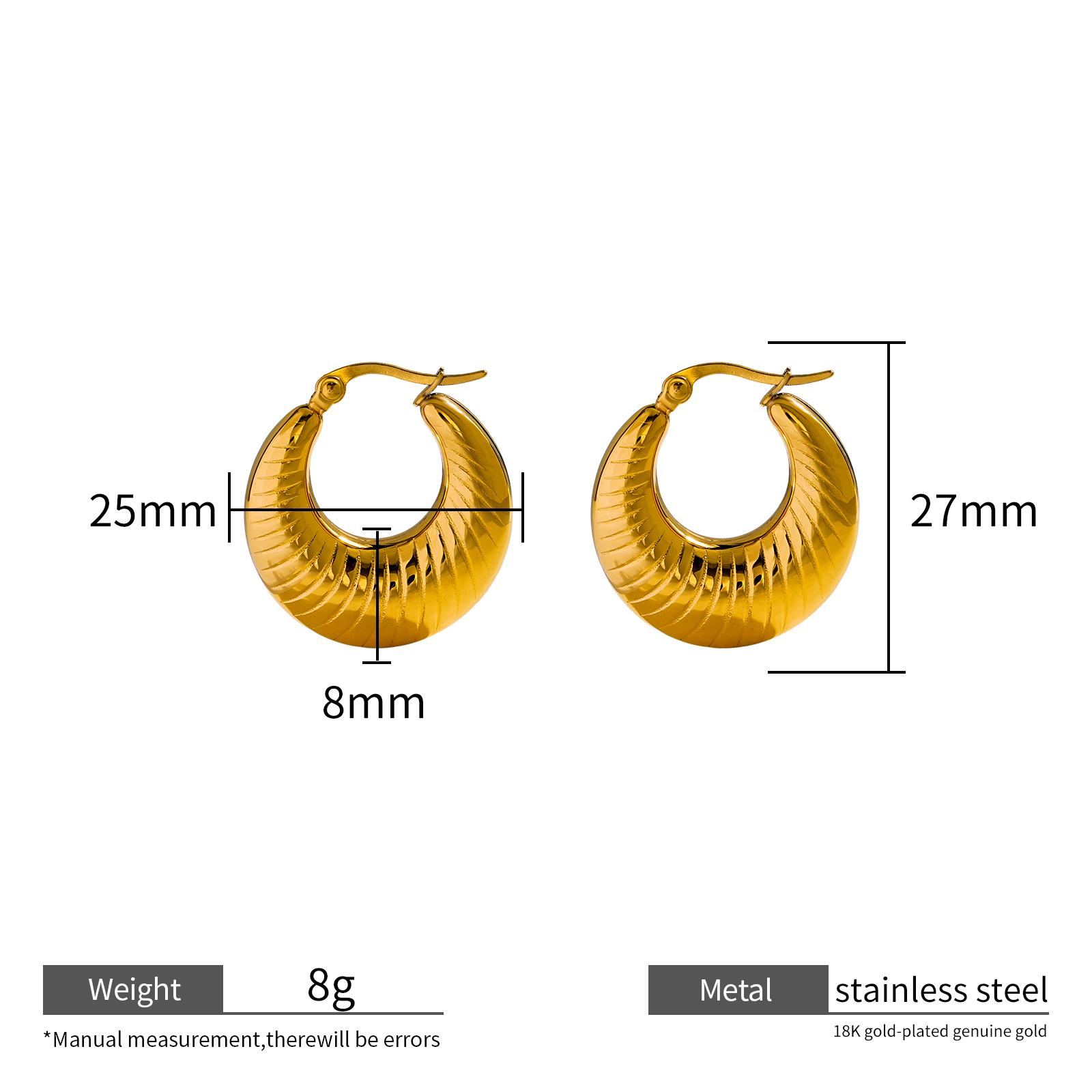 Irregular Hoop Earrings in 18K Gold Plated Stainless Steel