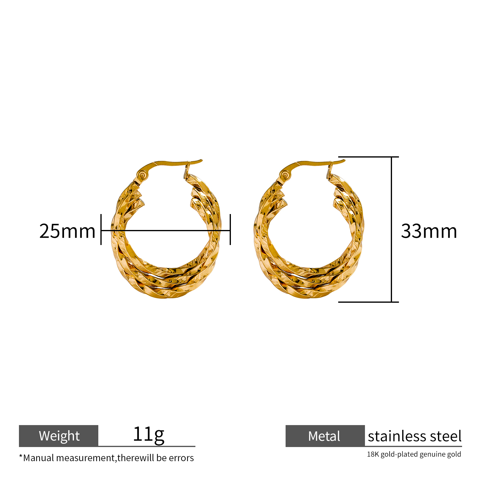 Irregular Hoop Earrings in 18K Gold Plated Stainless Steel