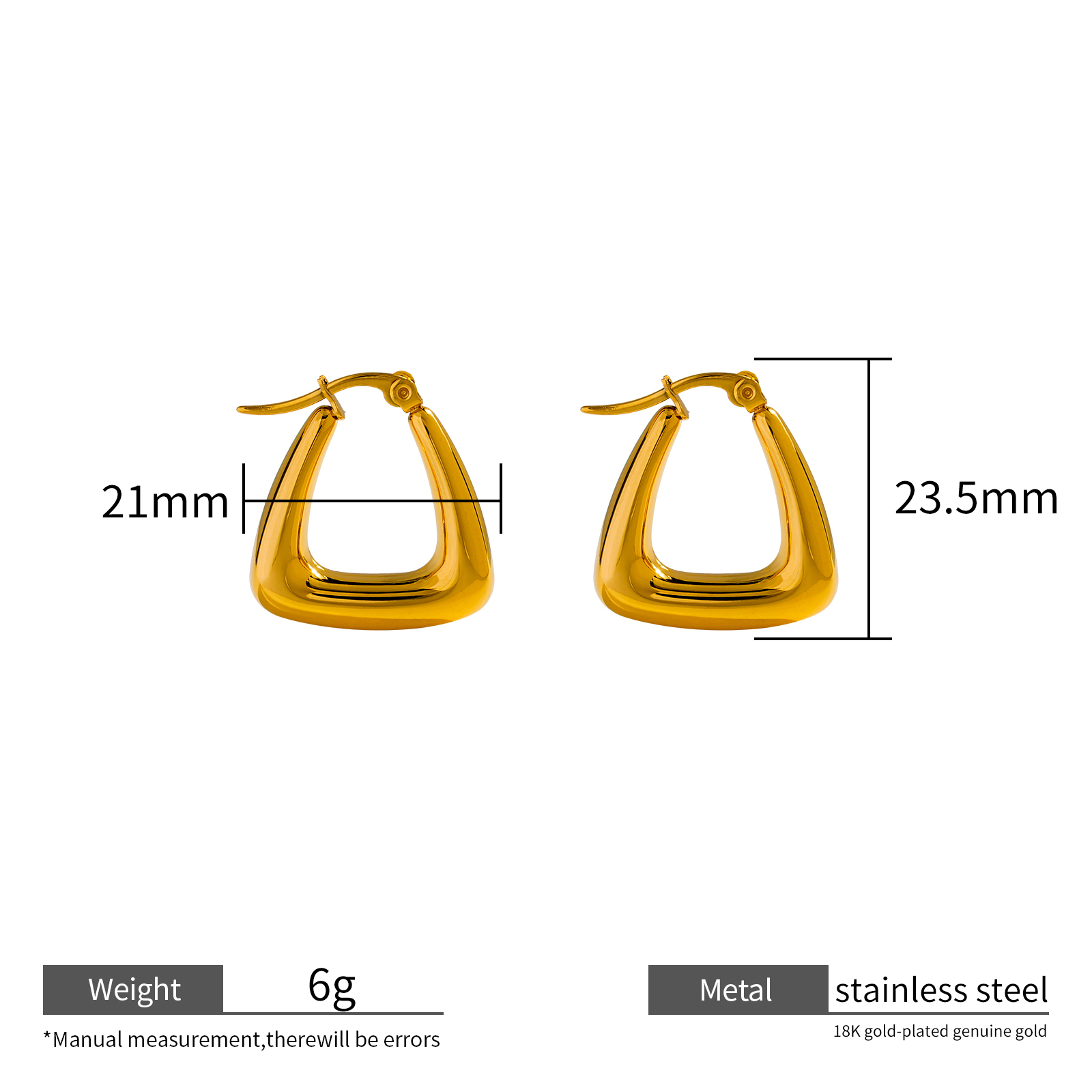 Irregular Hoop Earrings in 18K Gold Plated Stainless Steel