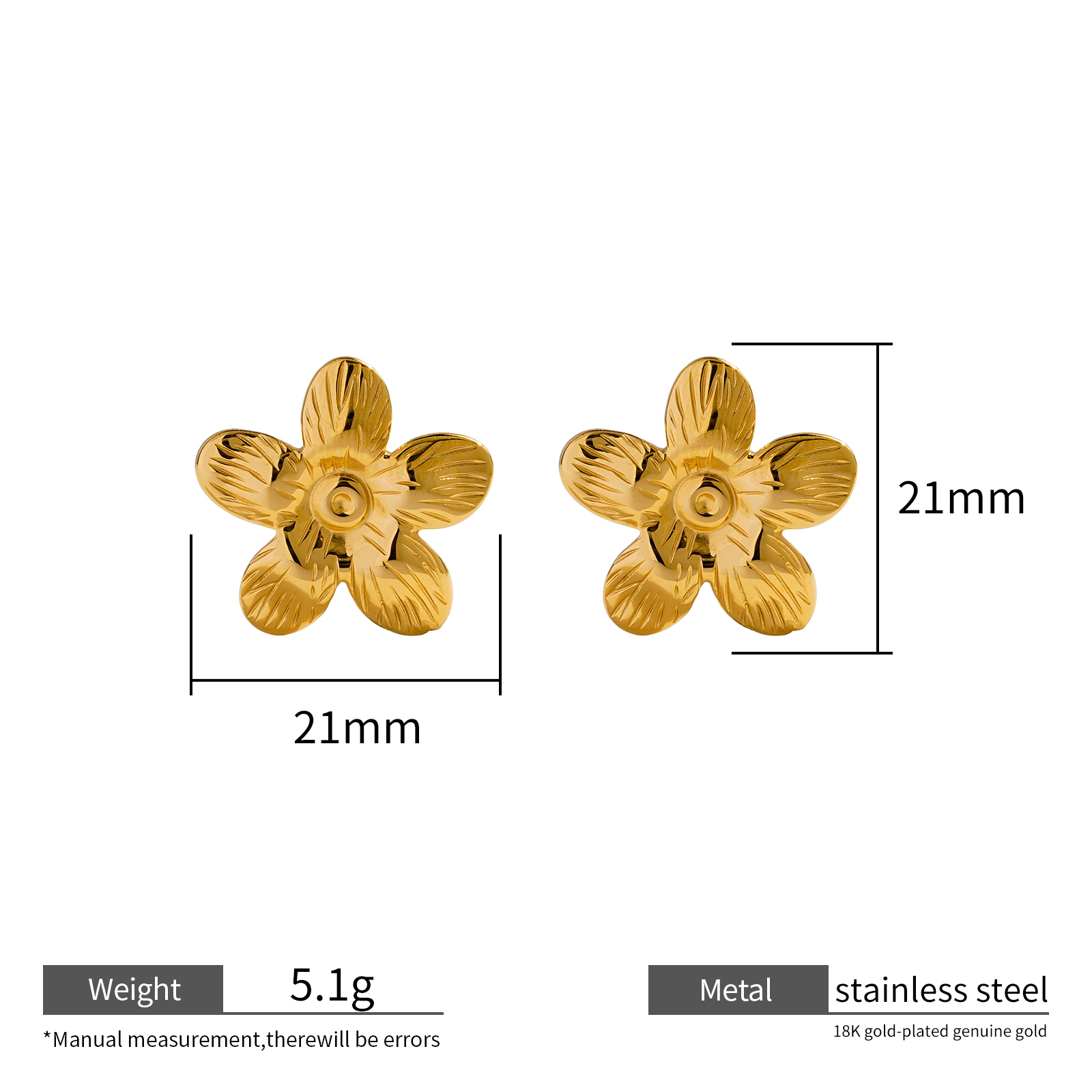 18K Gold Plated Stainless Steel Earrings Collection Unique Textured Designs